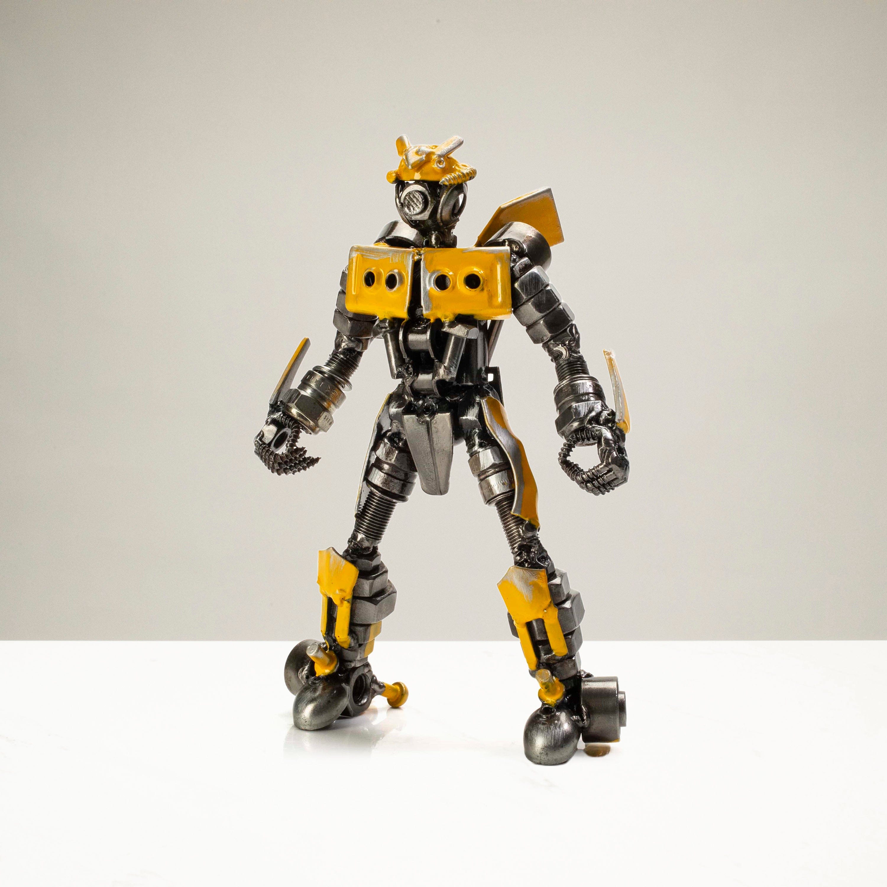 Kalifano Recycled Metal Art 7" Bumblebee Inspired Recycled Metal Sculpture RMS-450BBA-N