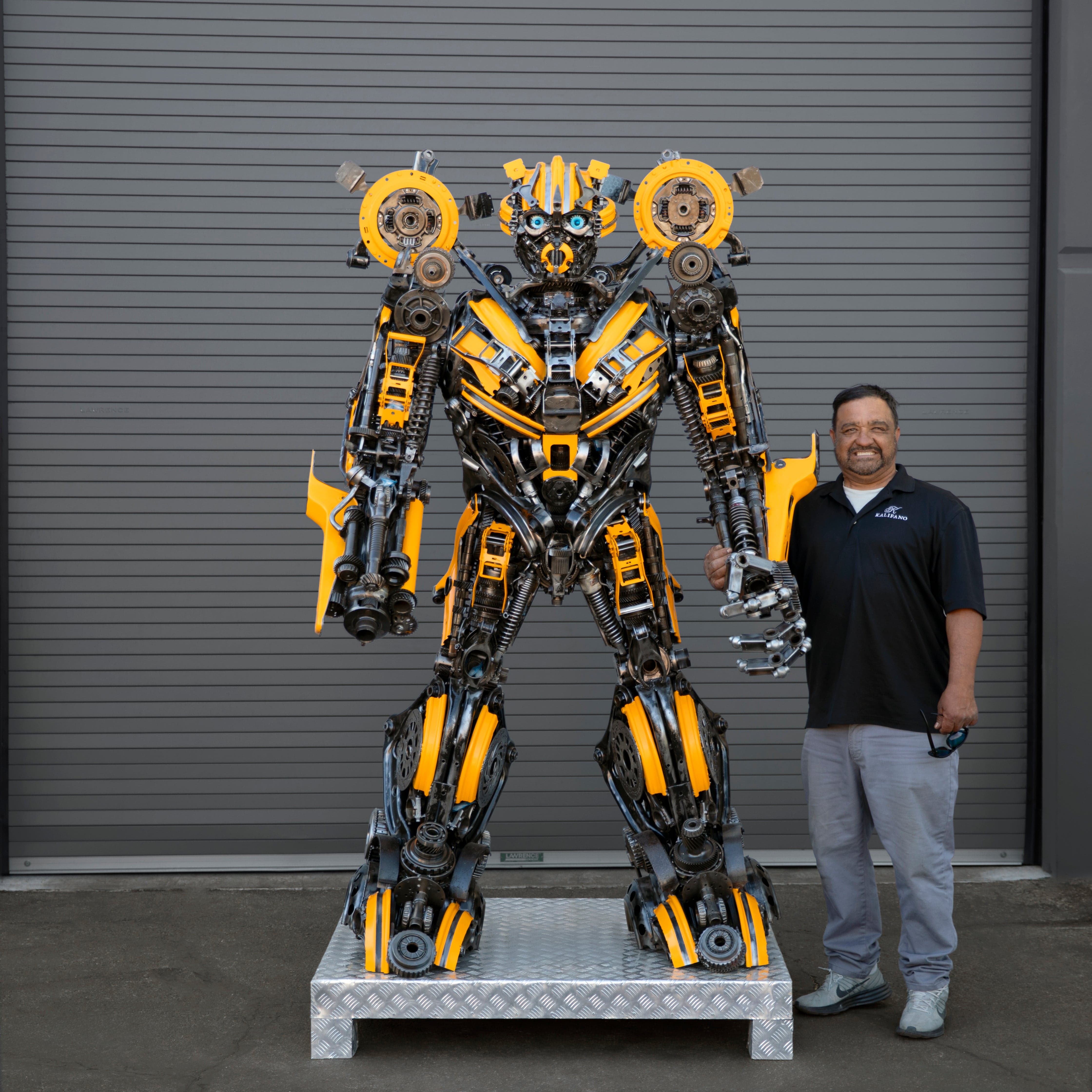 Kalifano Recycled Metal Art 79" Bumblebee Inspired Recycled Metal Art Sculpture RMS-BB200-S38