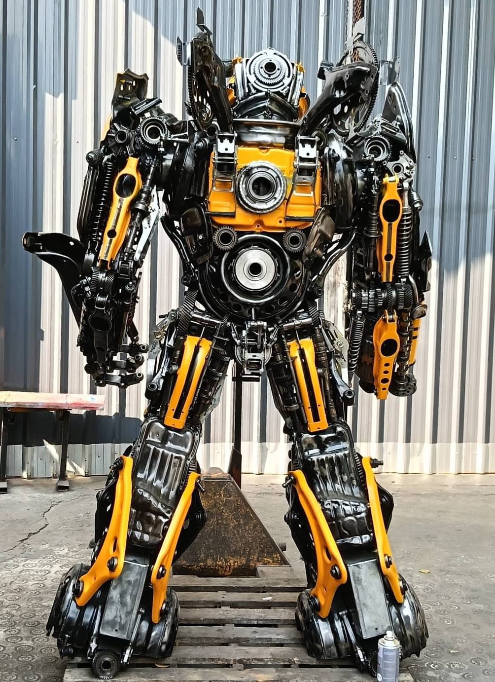 Kalifano Recycled Metal Art 79" Bumblebee Inspired Recycled Metal Art Sculpture RMS-BB200-S40