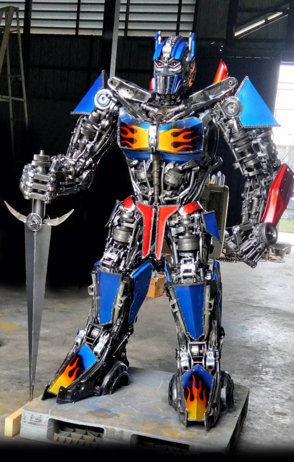 Kalifano Recycled Metal Art 79" Optimus Prime Inspired Recycled Metal Art Sculpture RMS-OP200-S37