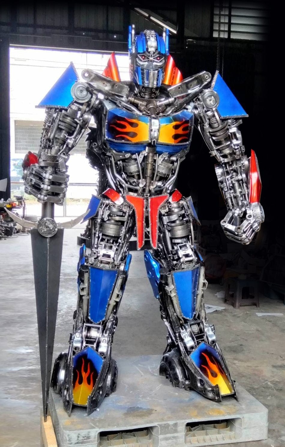 Kalifano Recycled Metal Art 79" Optimus Prime Inspired Recycled Metal Art Sculpture RMS-OP200-S37