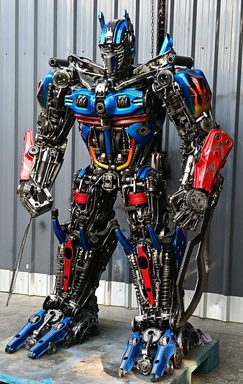 Kalifano Recycled Metal Art 79" Optimus Prime Inspired Recycled Metal Art Sculpture RMS-OP200-S38