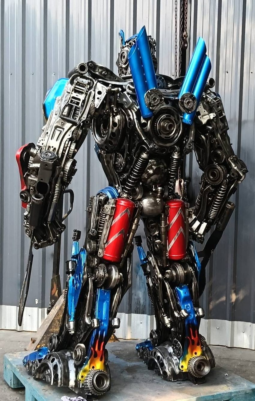 Kalifano Recycled Metal Art 79" Optimus Prime Inspired Recycled Metal Art Sculpture RMS-OP200-S38