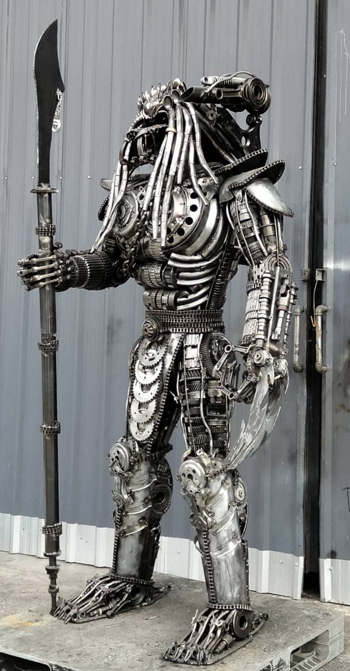 Kalifano Recycled Metal Art 79" Predator Inspired Recycled Metal Art Sculpture RMS-PRED200-S14