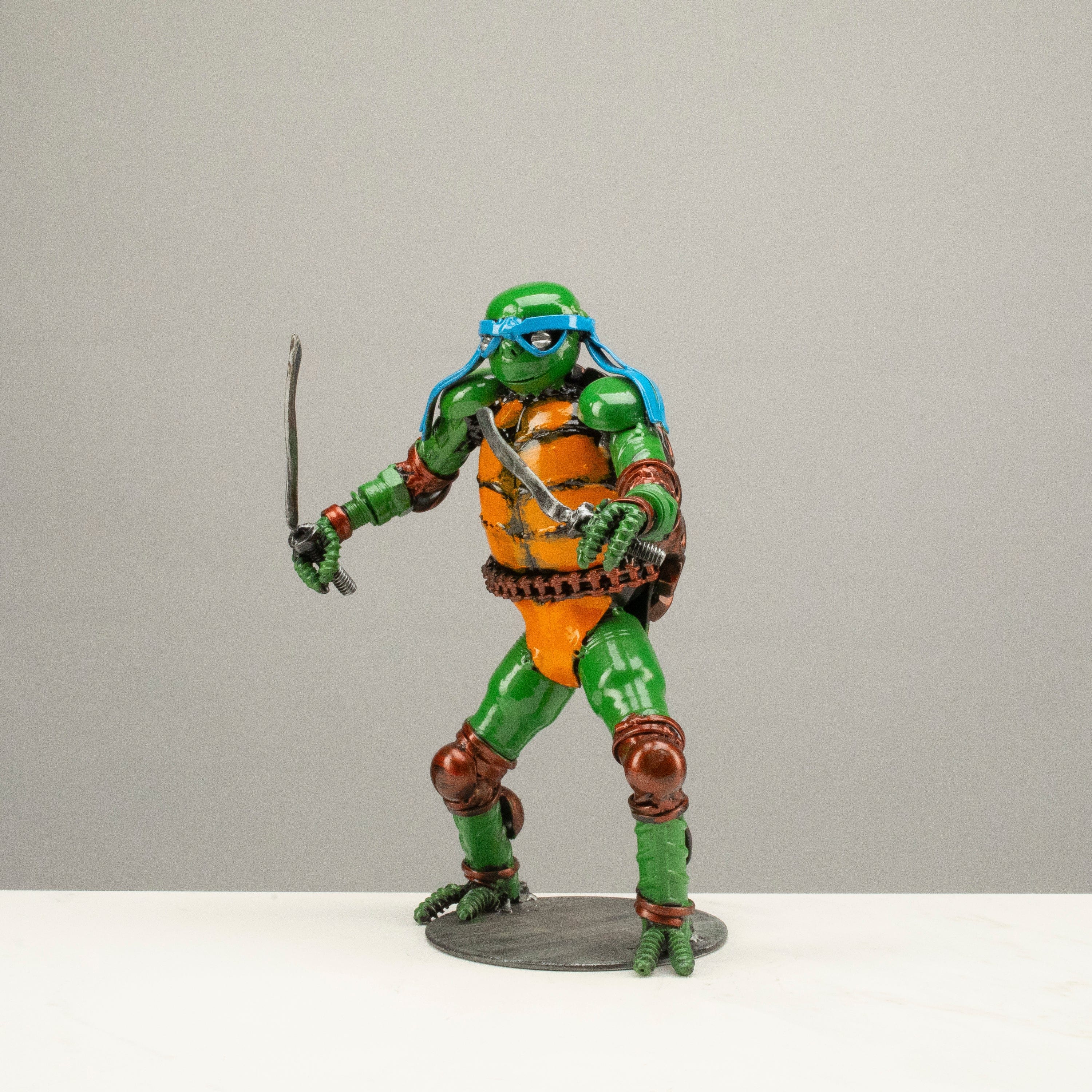 Kalifano Recycled Metal Art 9.5" Leonadro Ninja Turtle Inspired Recycled Metal Sculpture RMS-600NTL-N