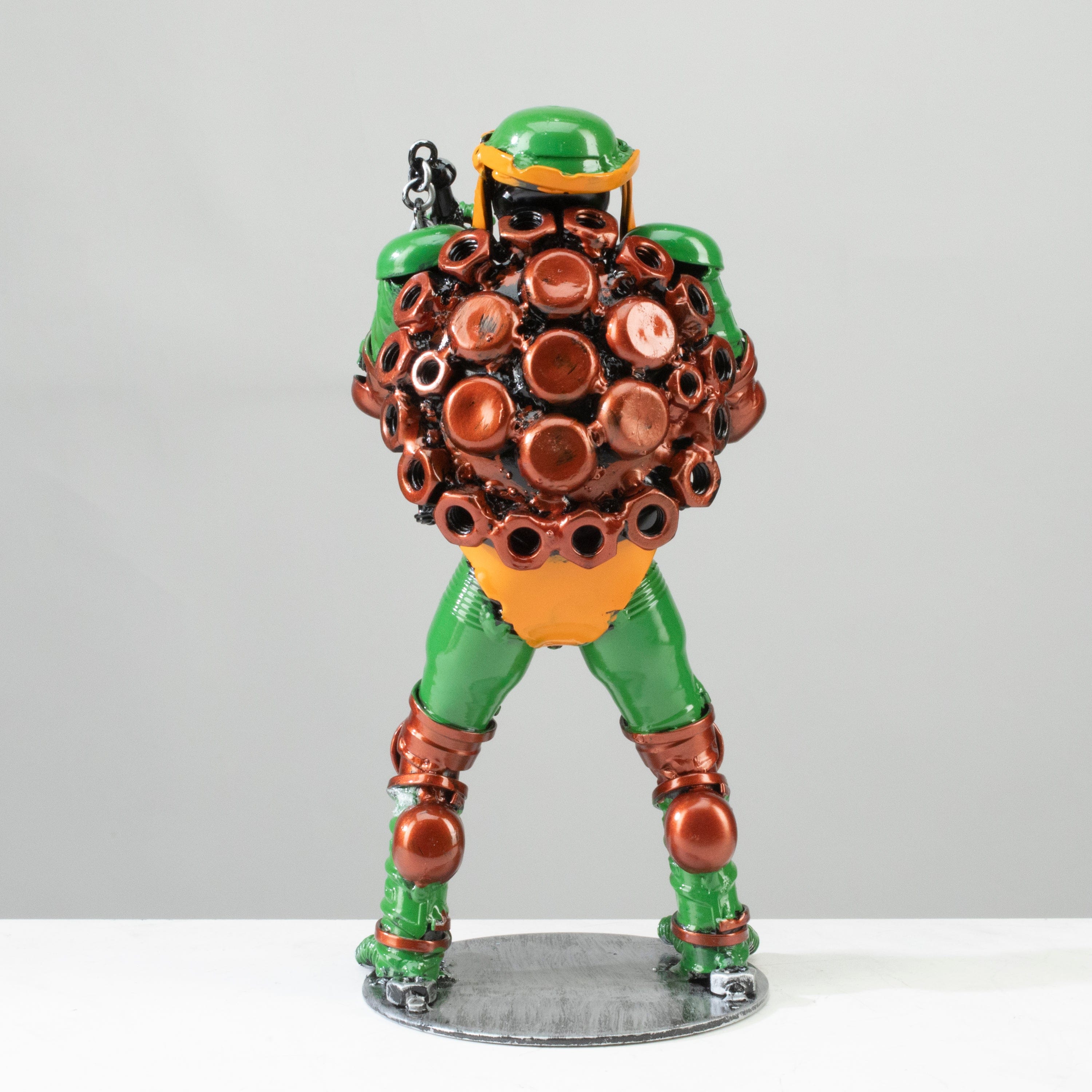 Kalifano Recycled Metal Art 9.5" Michelangelo Ninja Turtle Inspired Recycled Metal Sculpture RMS-600NTM-N