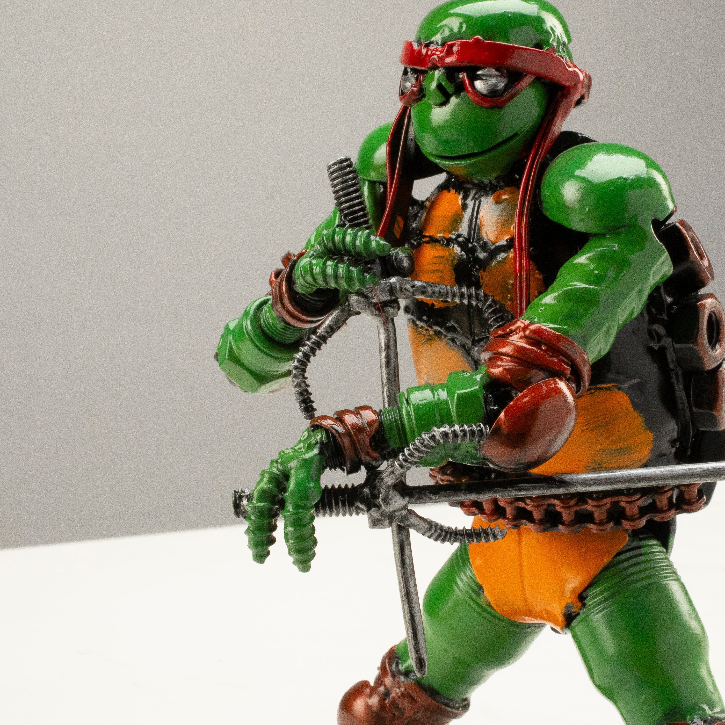 Kalifano Recycled Metal Art 9.5" Raphael Ninja Turtle Inspired Recycled Metal Sculpture RMS-600NTR-N
