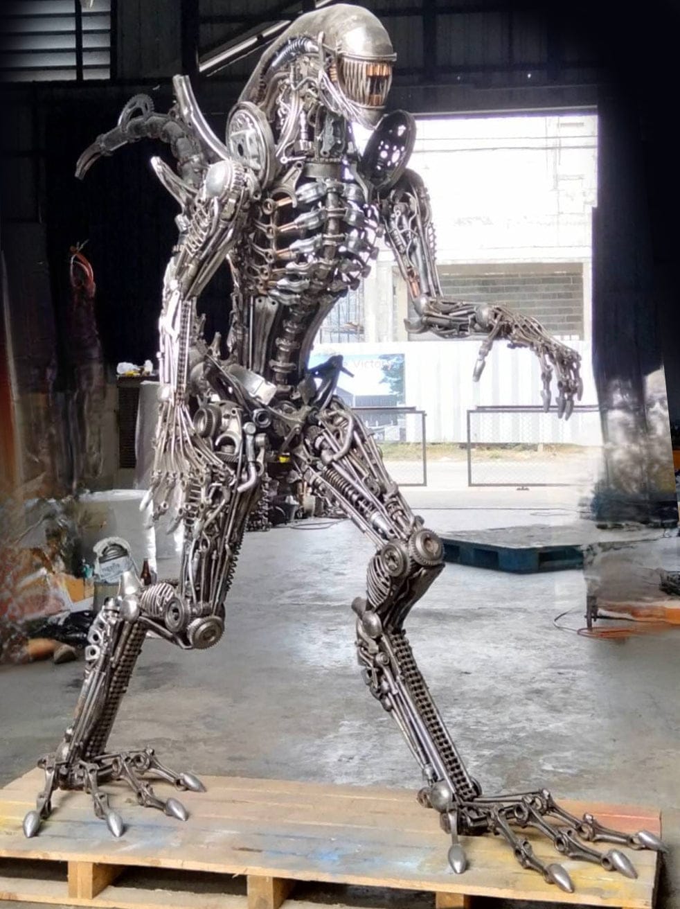Kalifano Recycled Metal Art 91" Alien Inspired Recycled Metal Art Sculpture RMS-A230-S15