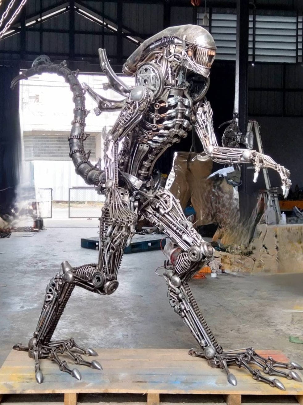 Kalifano Recycled Metal Art 91" Alien Inspired Recycled Metal Art Sculpture RMS-A230-S15