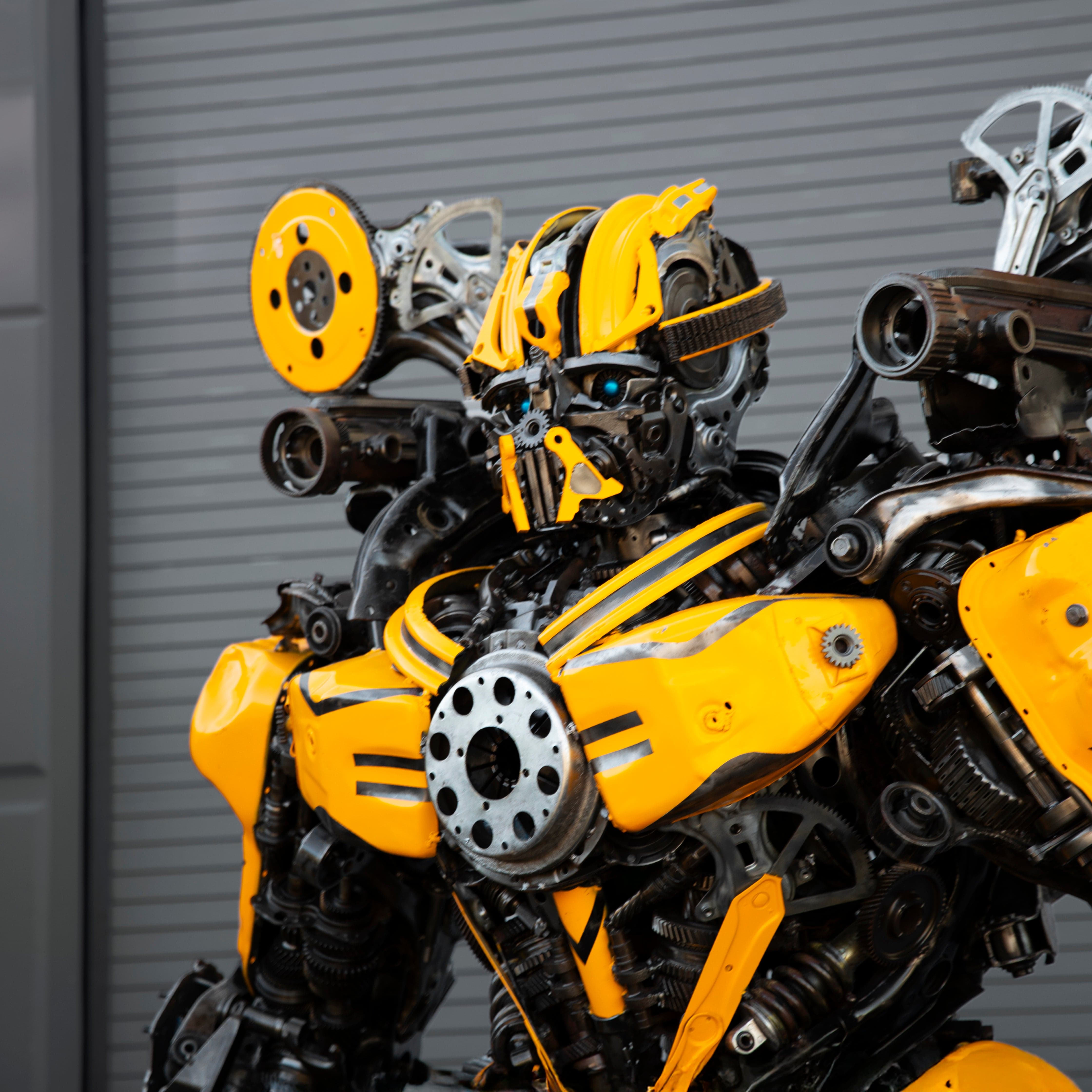 Kalifano Recycled Metal Art 91" Bumblebee Inspired Recycled Metal Art Sculpture RMS-BB230-S66
