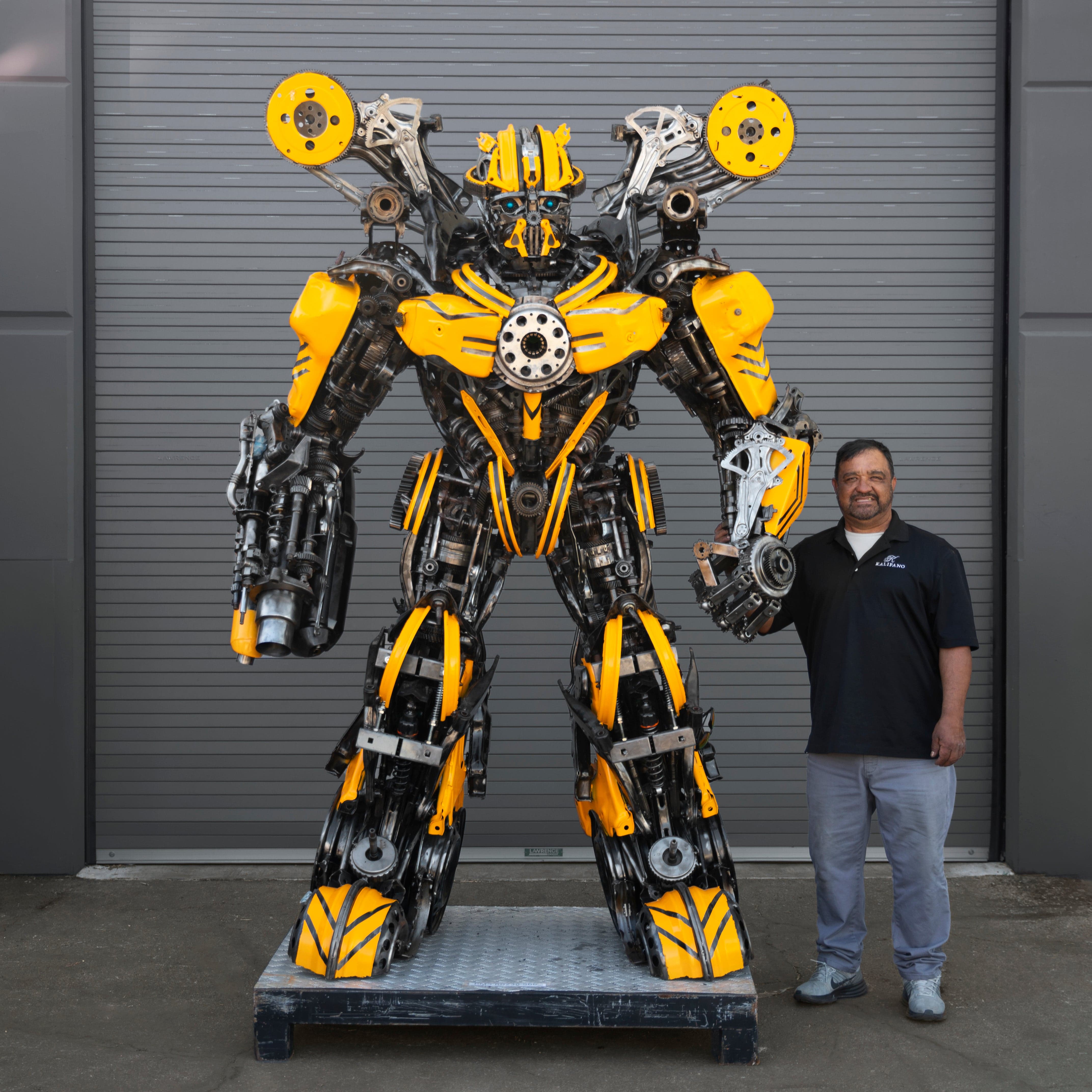 Kalifano Recycled Metal Art 91" Bumblebee Inspired Recycled Metal Art Sculpture RMS-BB230-S66