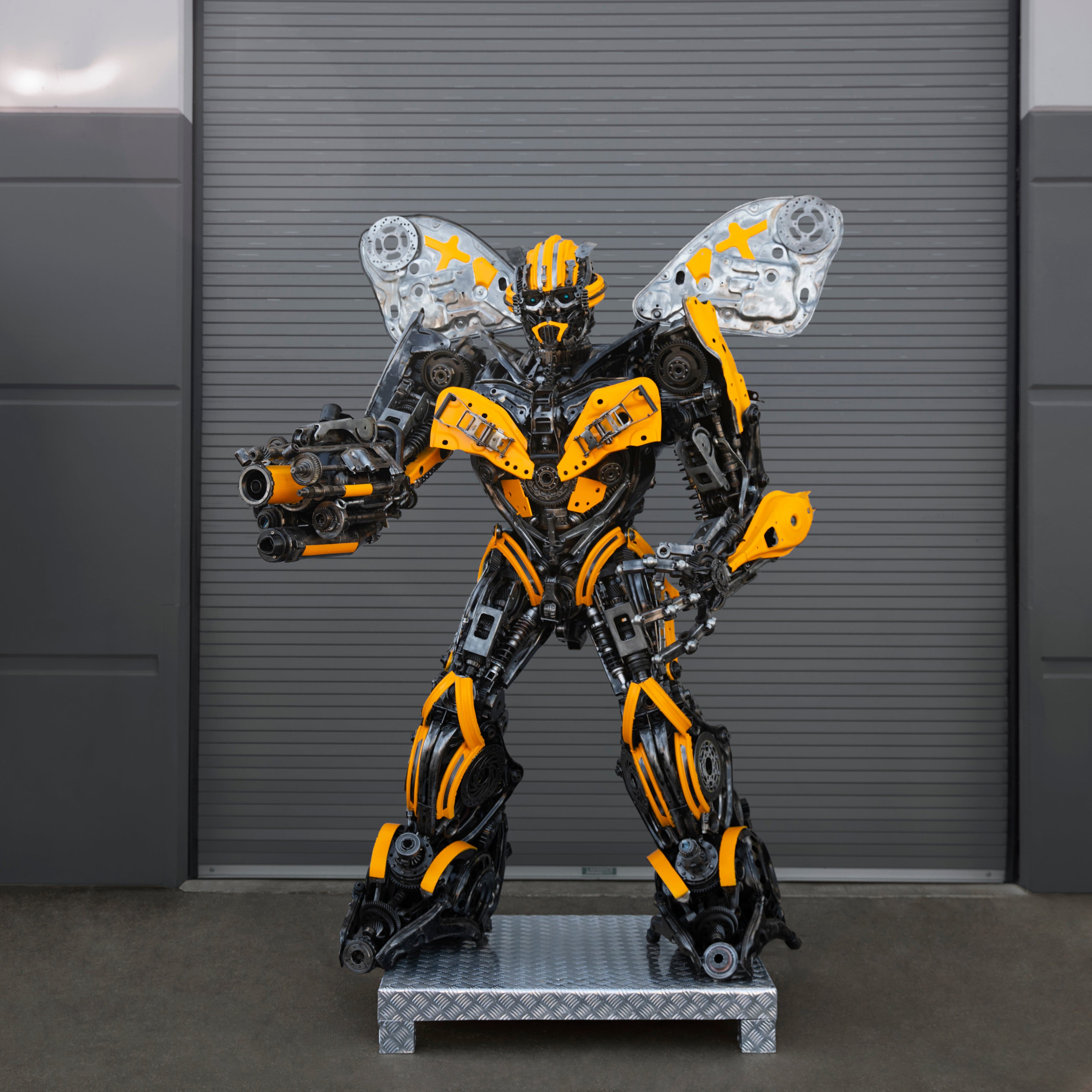 Kalifano Recycled Metal Art 91" Bumblebee Inspired Recycled Metal Art Sculpture RMS-BB230-S69