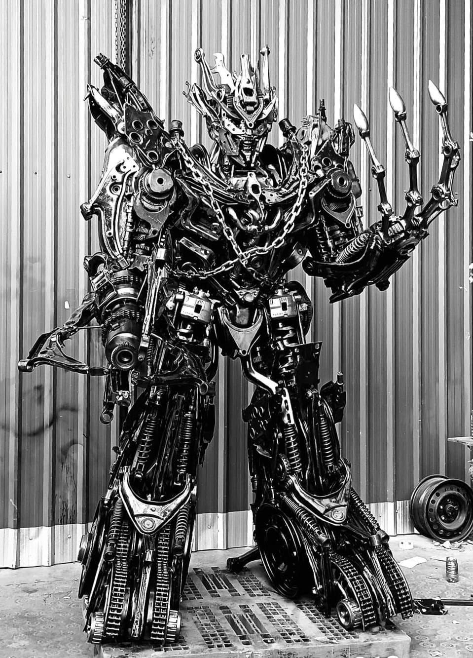 Kalifano Recycled Metal Art 91" Megatron Inspired Recycled Metal Art Sculpture RMS-MEG230-S12