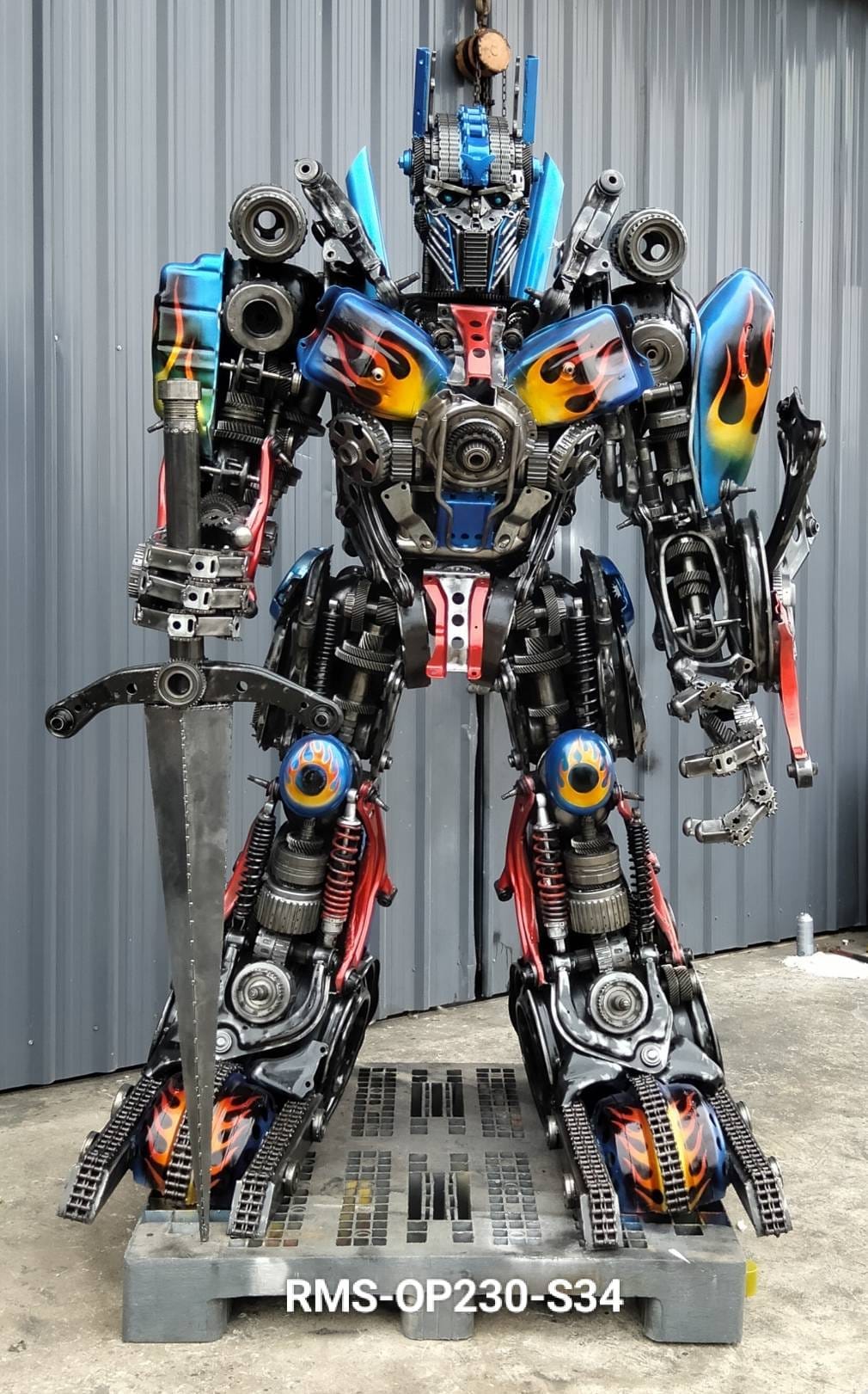Kalifano Recycled Metal Art 91" Optimus Prime Inspired Recycled Metal Art Sculpture RMS-OP230-S34