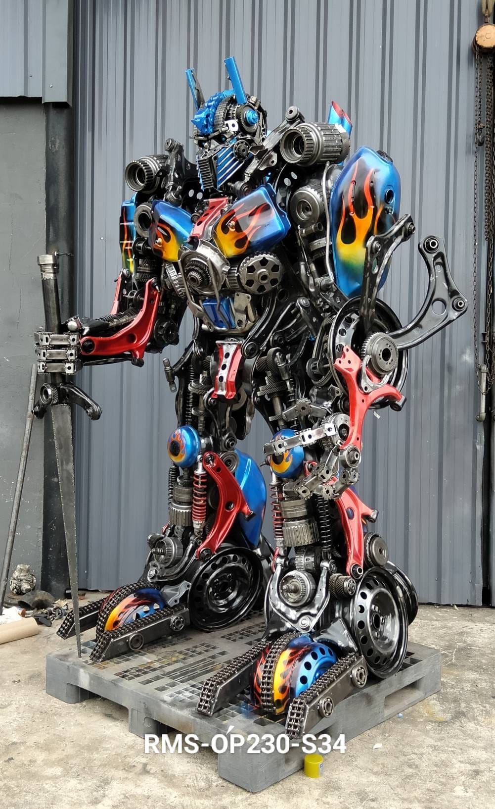 Kalifano Recycled Metal Art 91" Optimus Prime Inspired Recycled Metal Art Sculpture RMS-OP230-S34