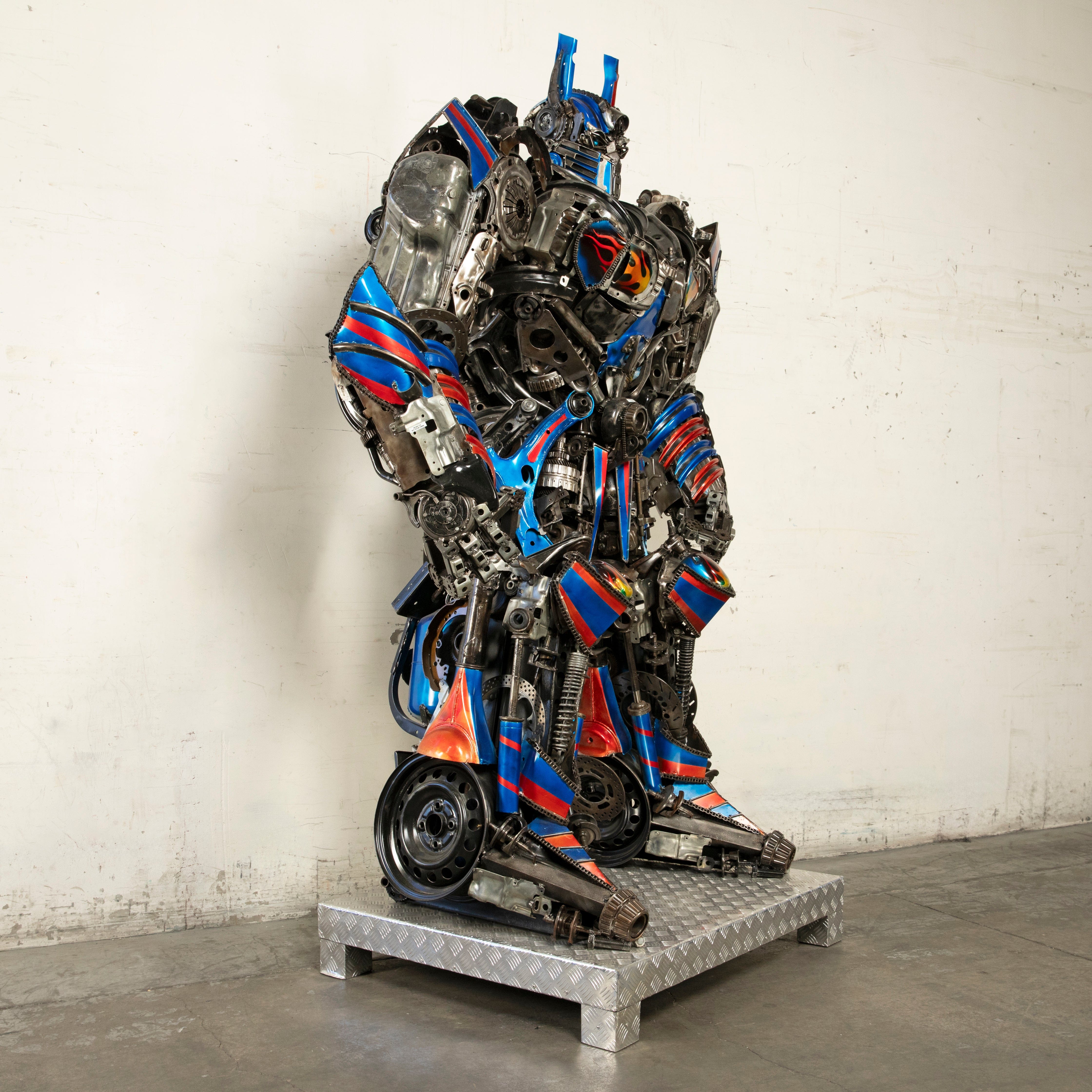 Kalifano Recycled Metal Art 91" Optimus Prime Inspired Recycled Metal Art Sculpture RMS-OP230-S38