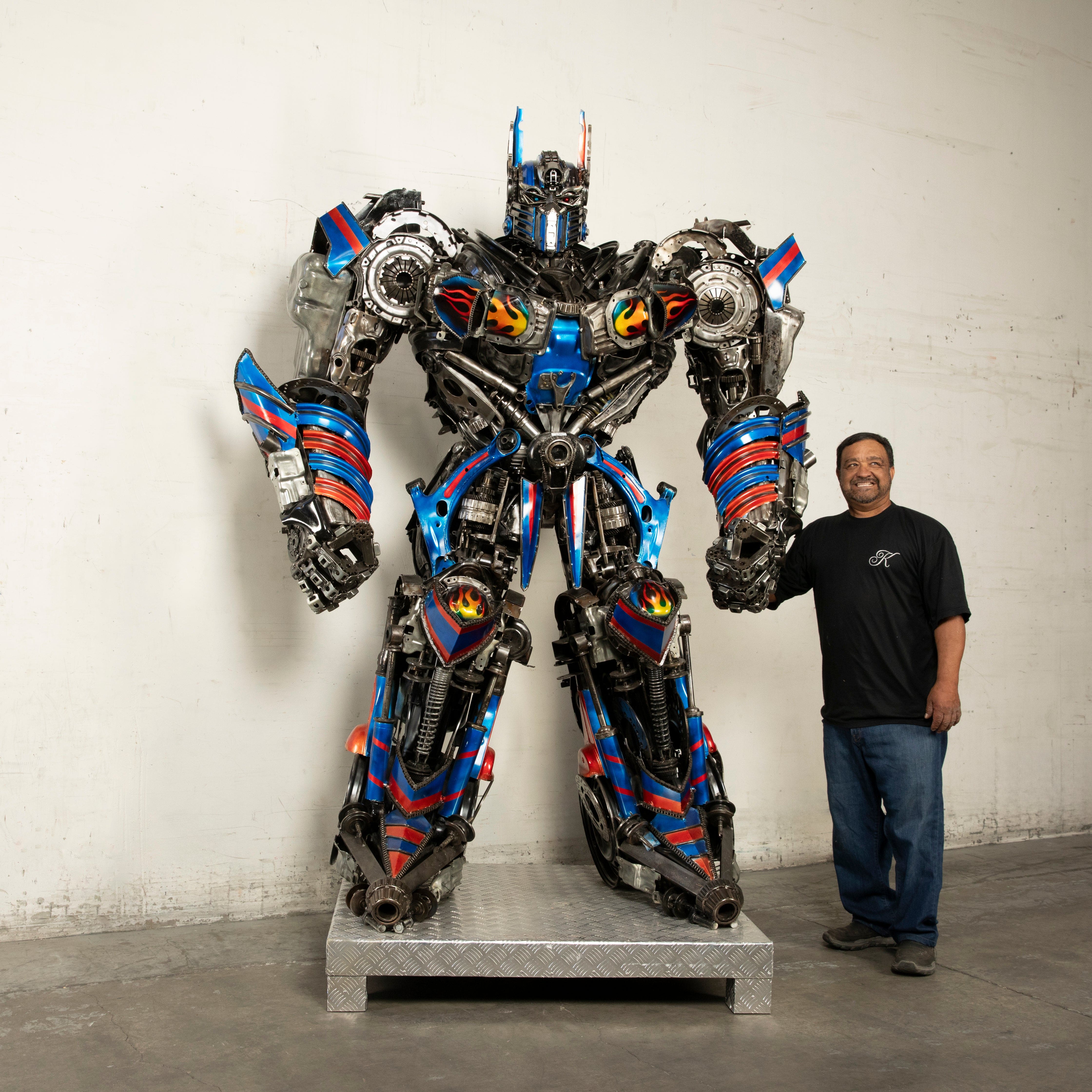 Kalifano Recycled Metal Art 91" Optimus Prime Inspired Recycled Metal Art Sculpture RMS-OP230-S38