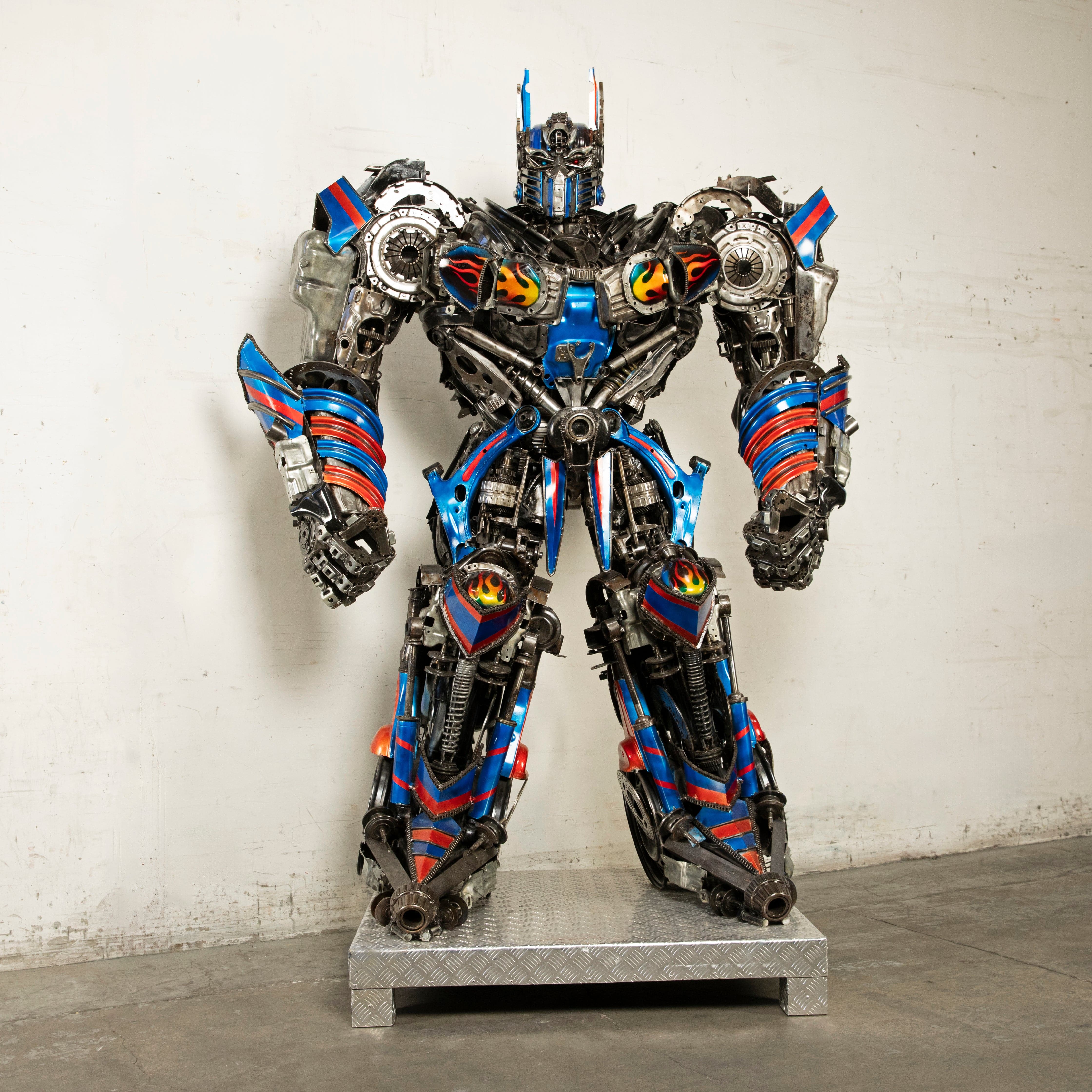 Kalifano Recycled Metal Art 91" Optimus Prime Inspired Recycled Metal Art Sculpture RMS-OP230-S38