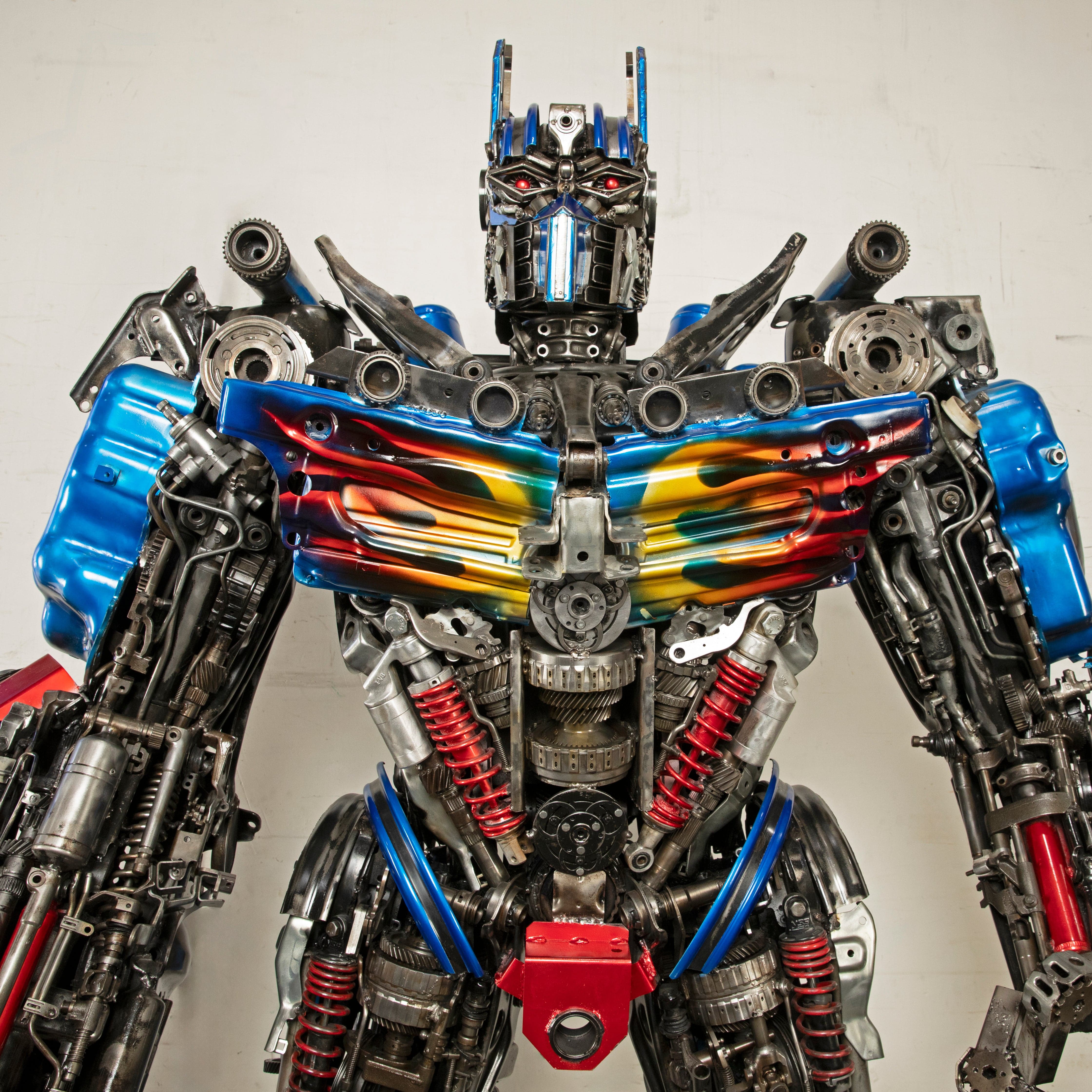 Kalifano Recycled Metal Art 91" Optimus Prime Inspired Recycled Metal Art Sculpture RMS-OP230-S40