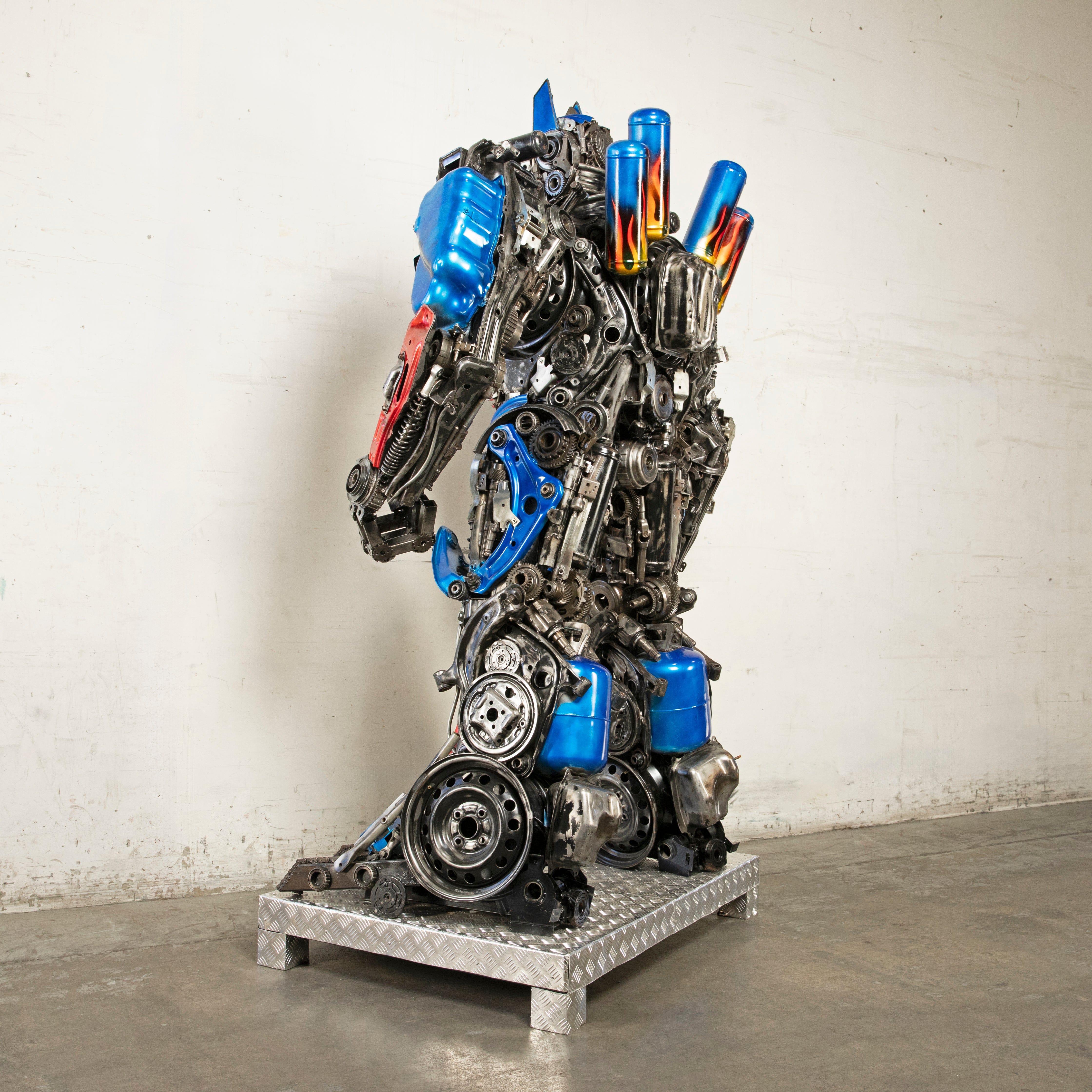 Kalifano Recycled Metal Art 91" Optimus Prime Inspired Recycled Metal Art Sculpture RMS-OP230-S40