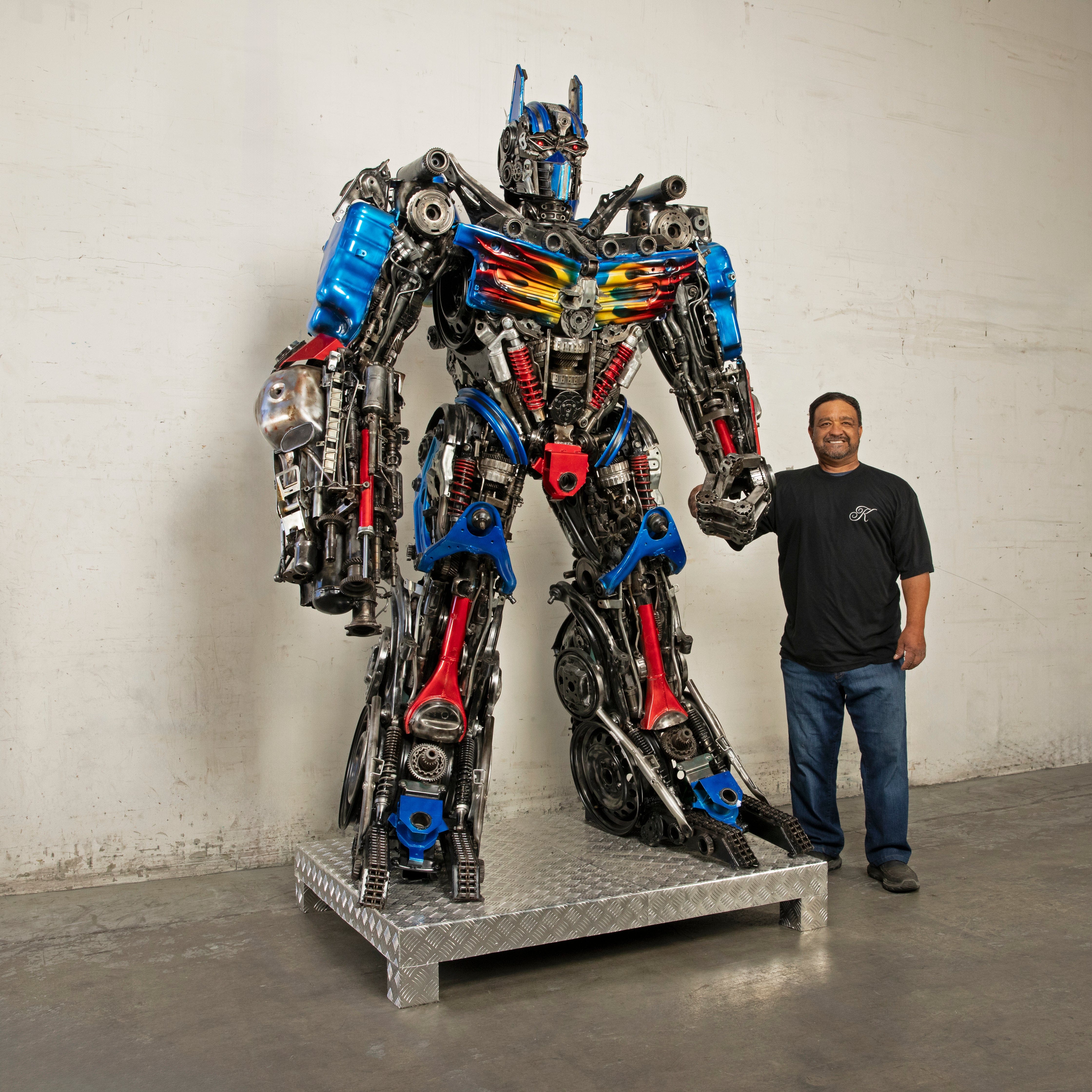 Kalifano Recycled Metal Art 91" Optimus Prime Inspired Recycled Metal Art Sculpture RMS-OP230-S40