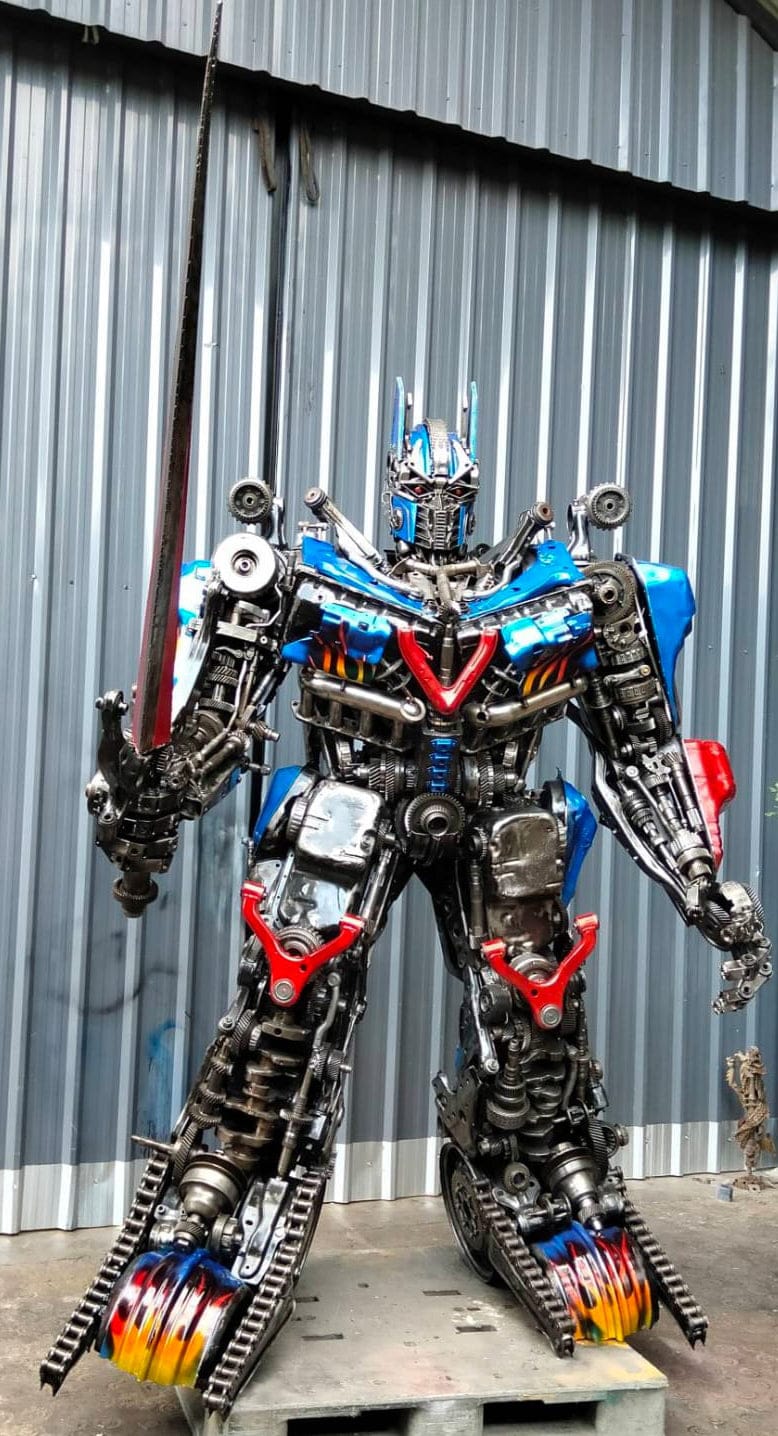 Kalifano Recycled Metal Art 91" Optimus Prime Inspired Recycled Metal Art Sculpture RMS-OP230-S43