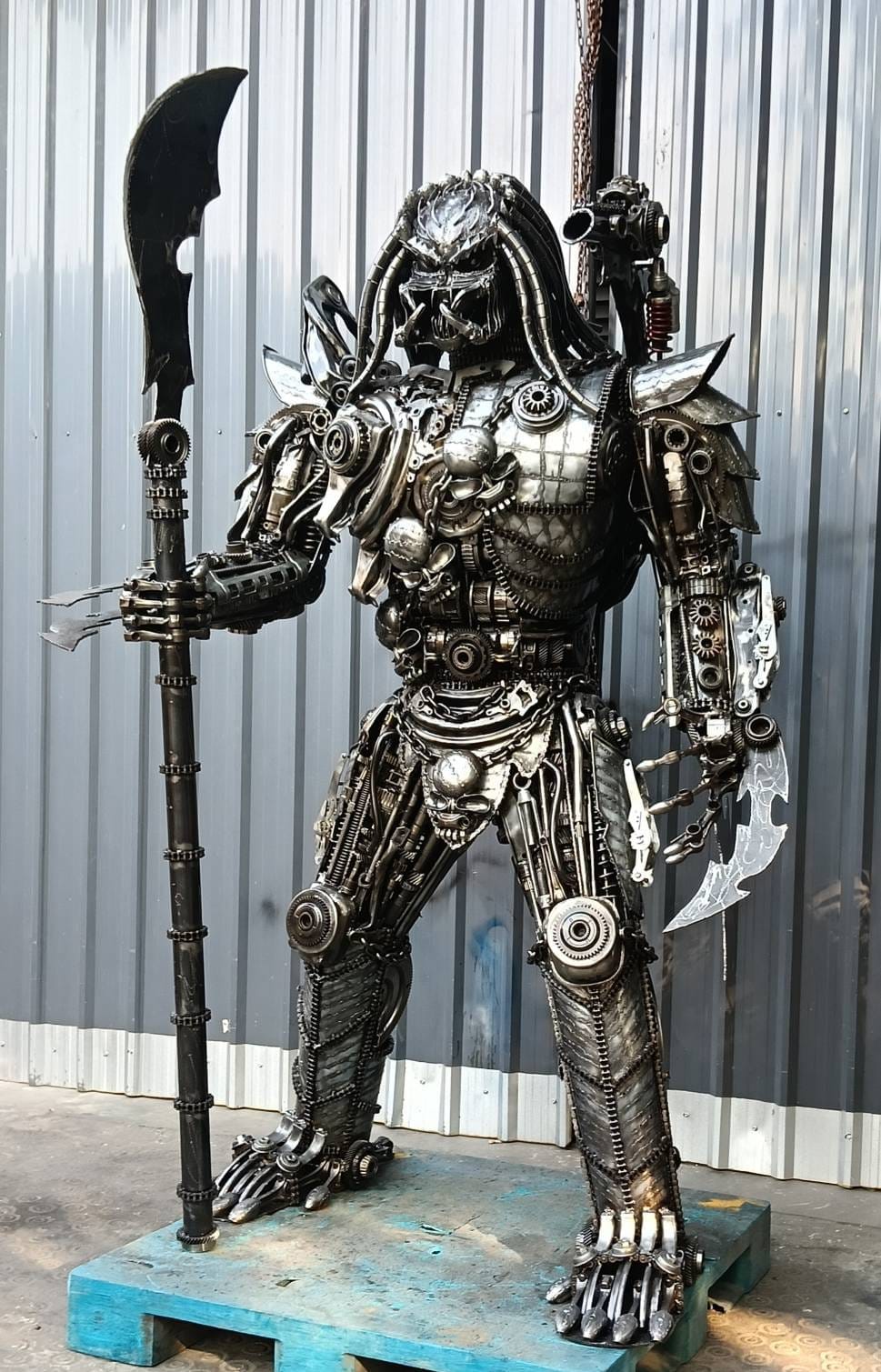 Kalifano Recycled Metal Art 91" Predator Inspired Recycled Metal Art Sculpture RMS-PRED230-S29