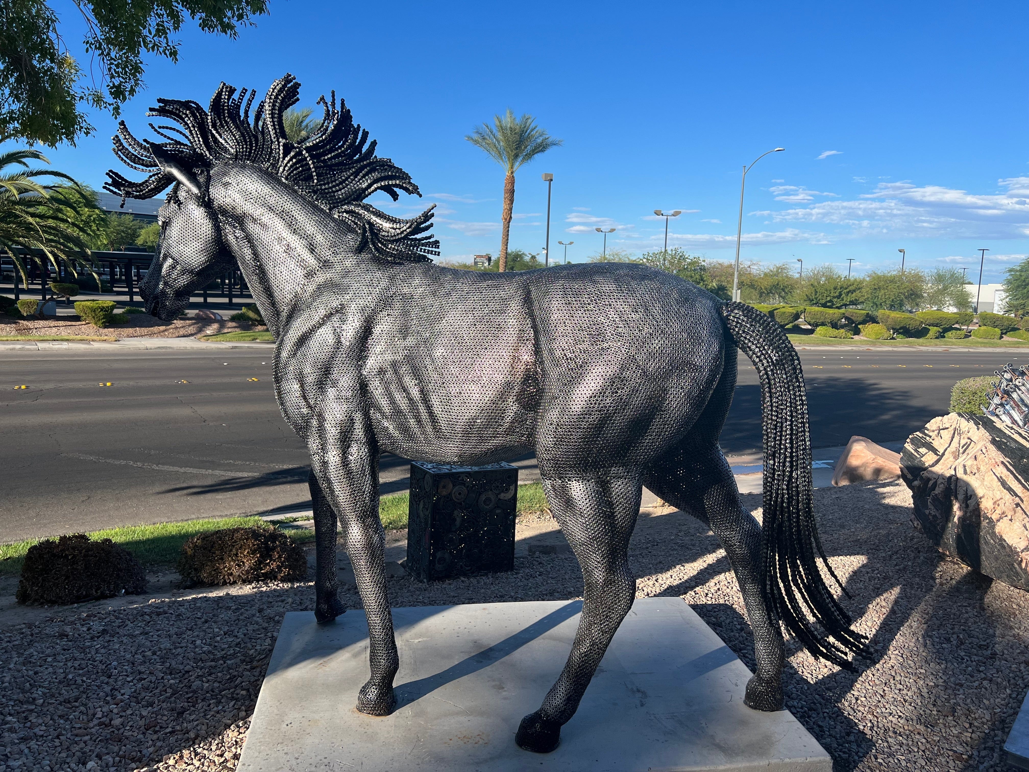 Kalifano Recycled Metal Art 96" Large Horse Recycled Metal Sculpture RMS-HORSE240-P