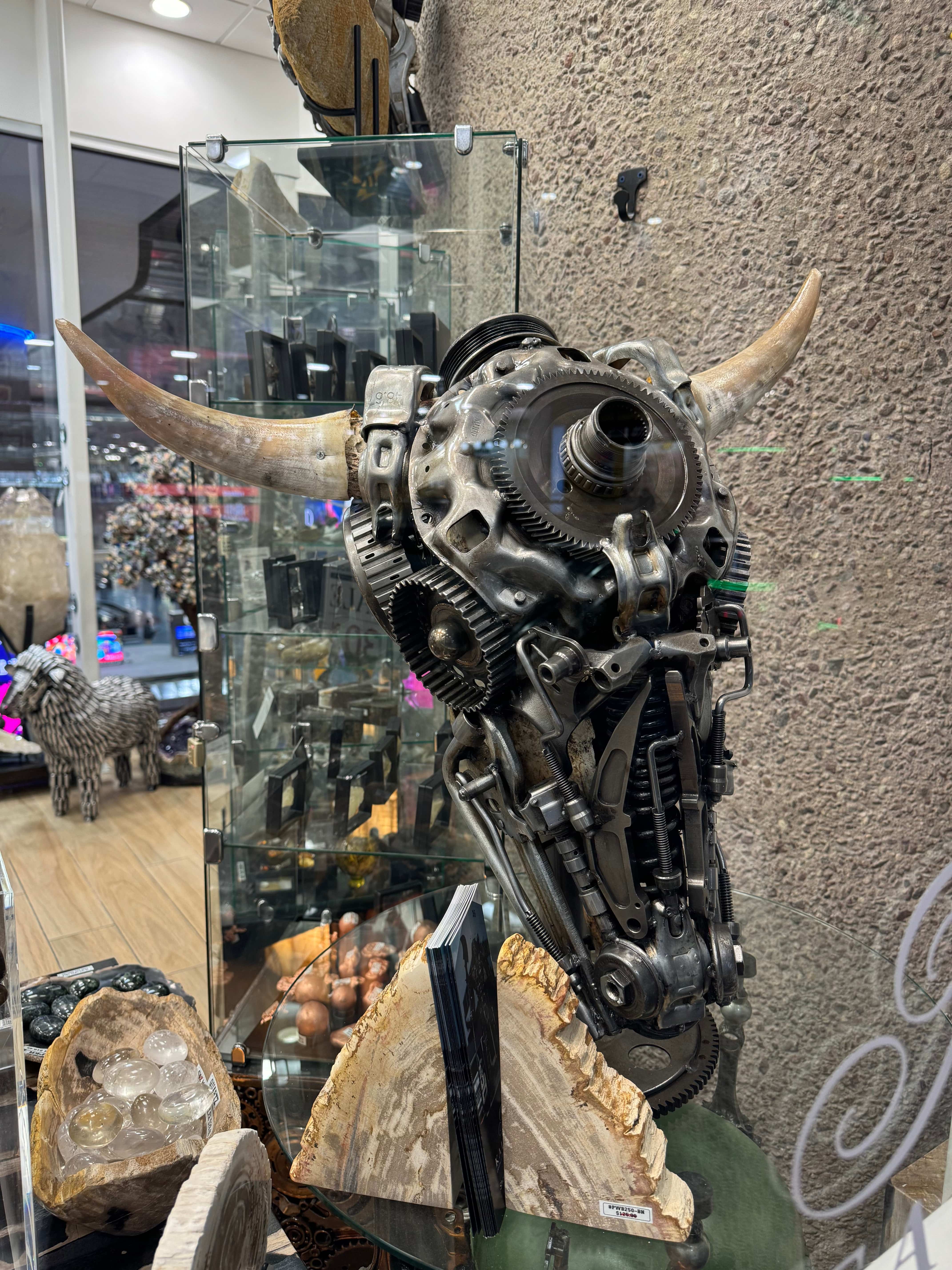 Kalifano Recycled Metal Art Bull Skull Recycled Metal Art Sculpture RMS-BSK-S143