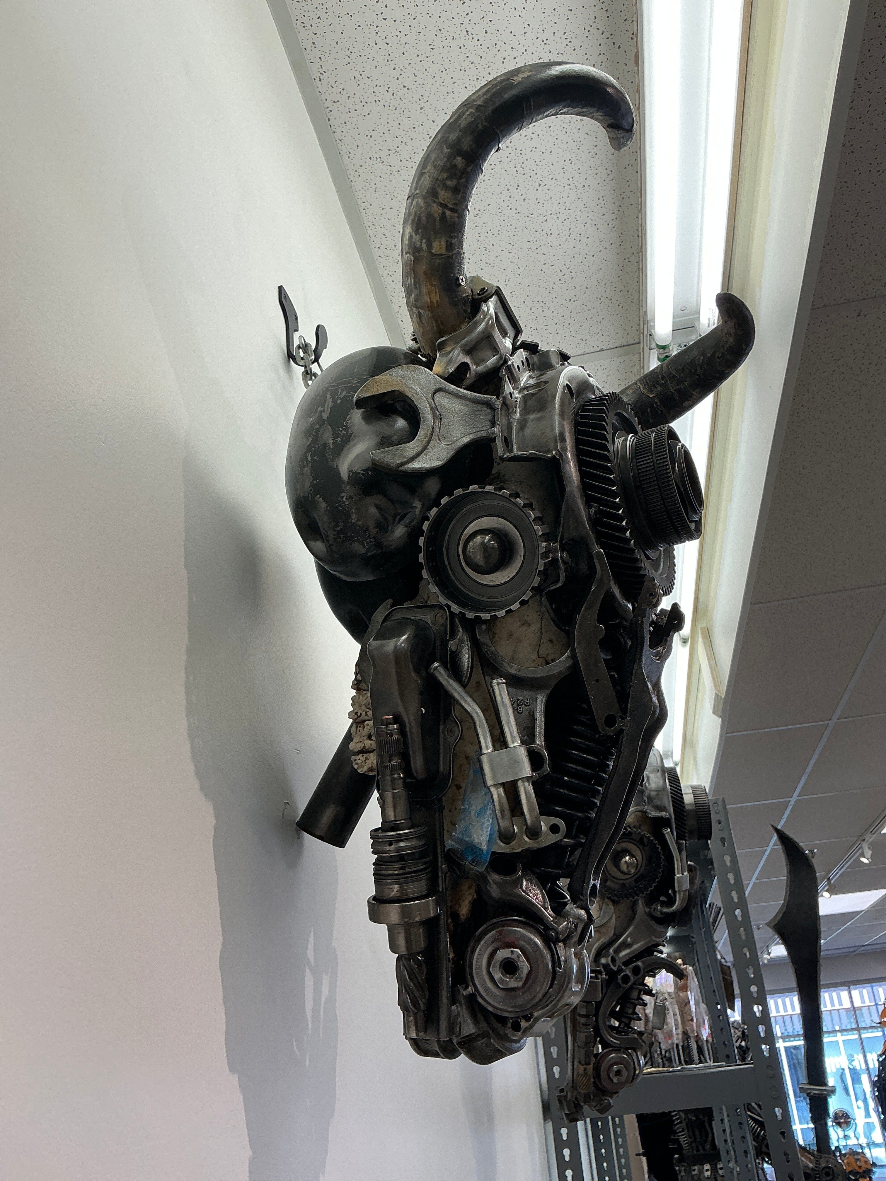 Kalifano Recycled Metal Art Bull Skull Recycled Metal Art Sculpture RMS-BSK-S166