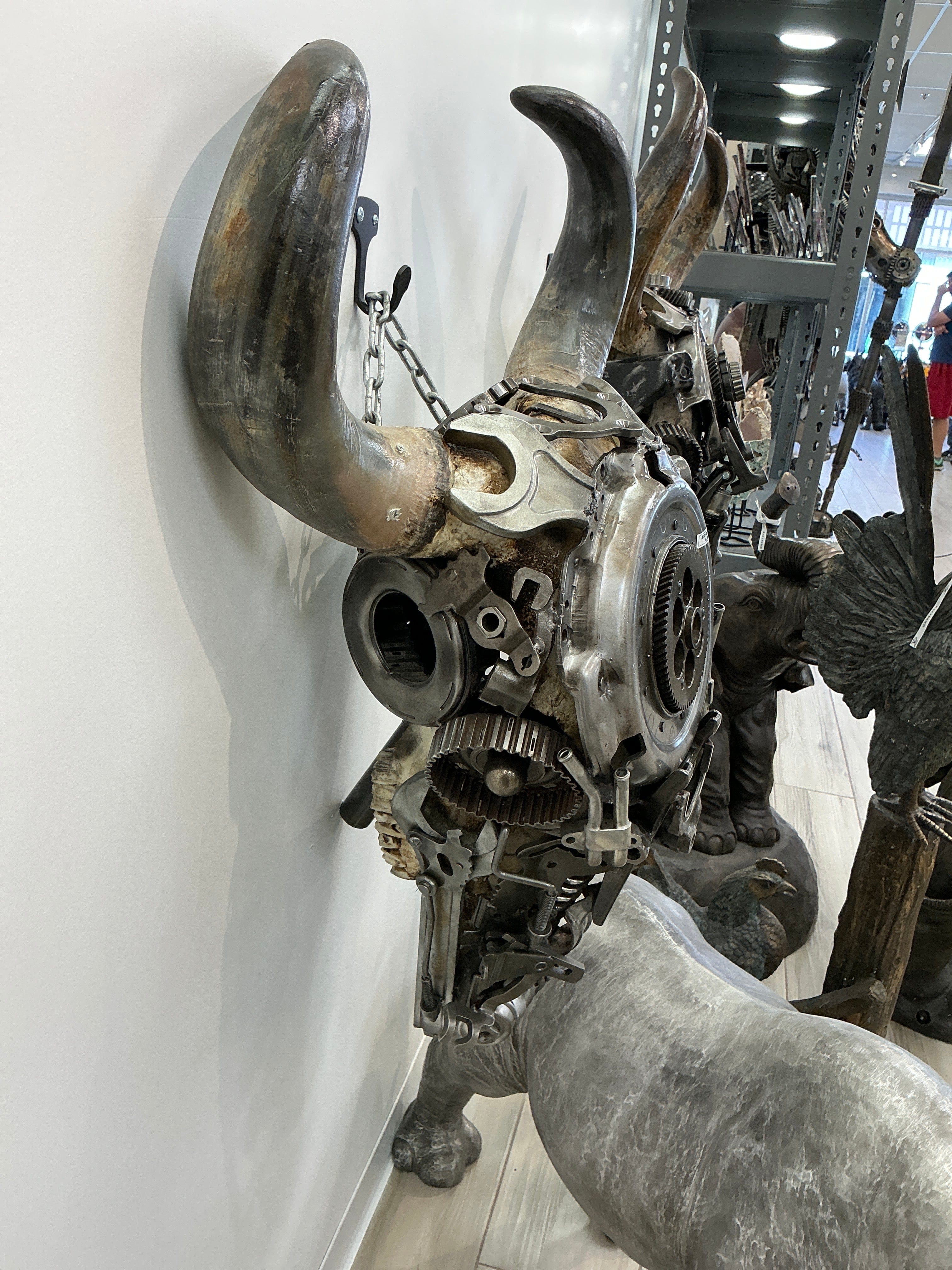 Kalifano Recycled Metal Art Bull Skull Recycled Metal Art Sculpture RMS-BSK-S182