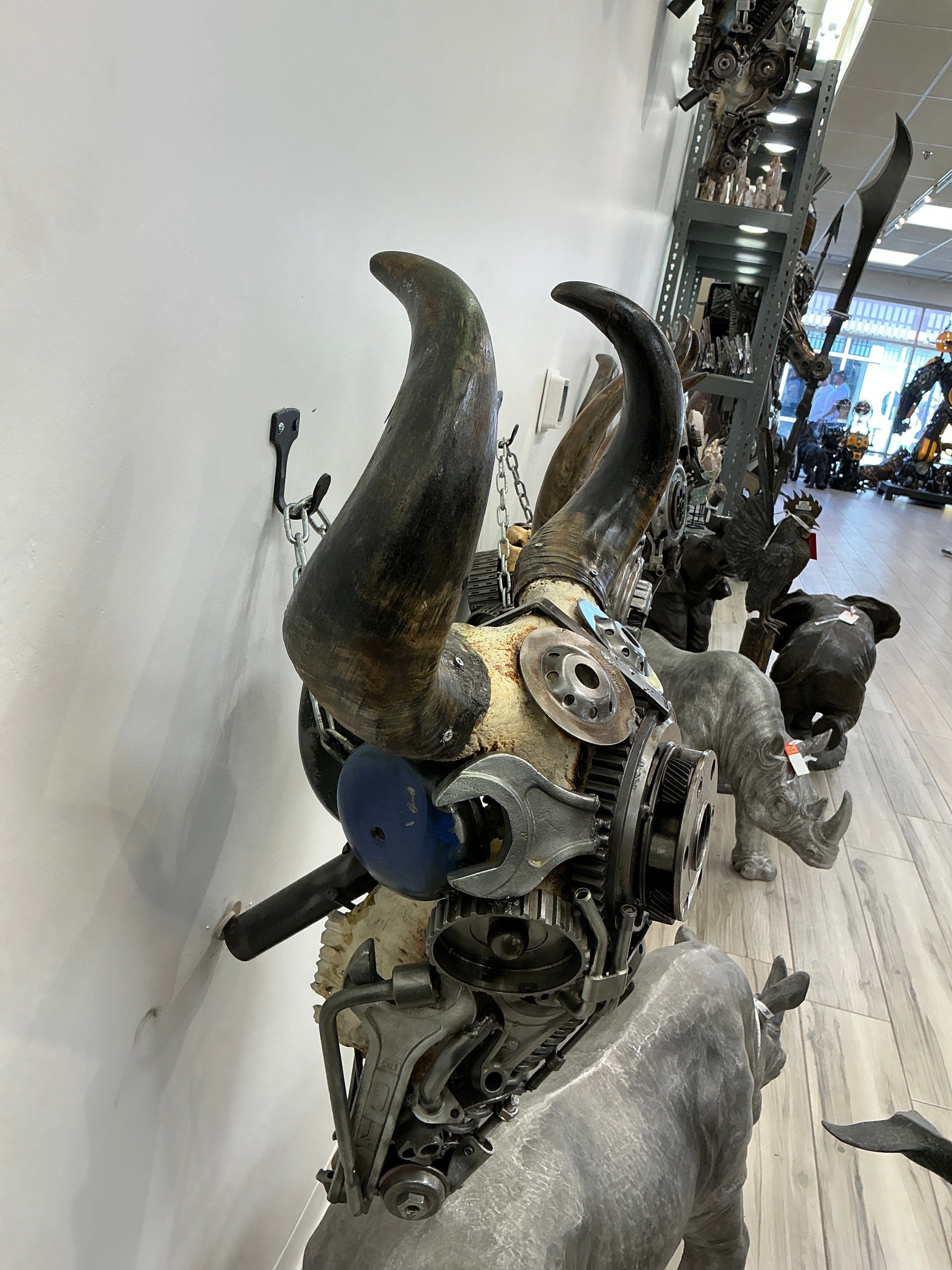 Kalifano Recycled Metal Art Bull Skull Recycled Metal Art Sculpture RMS-BSK-S199