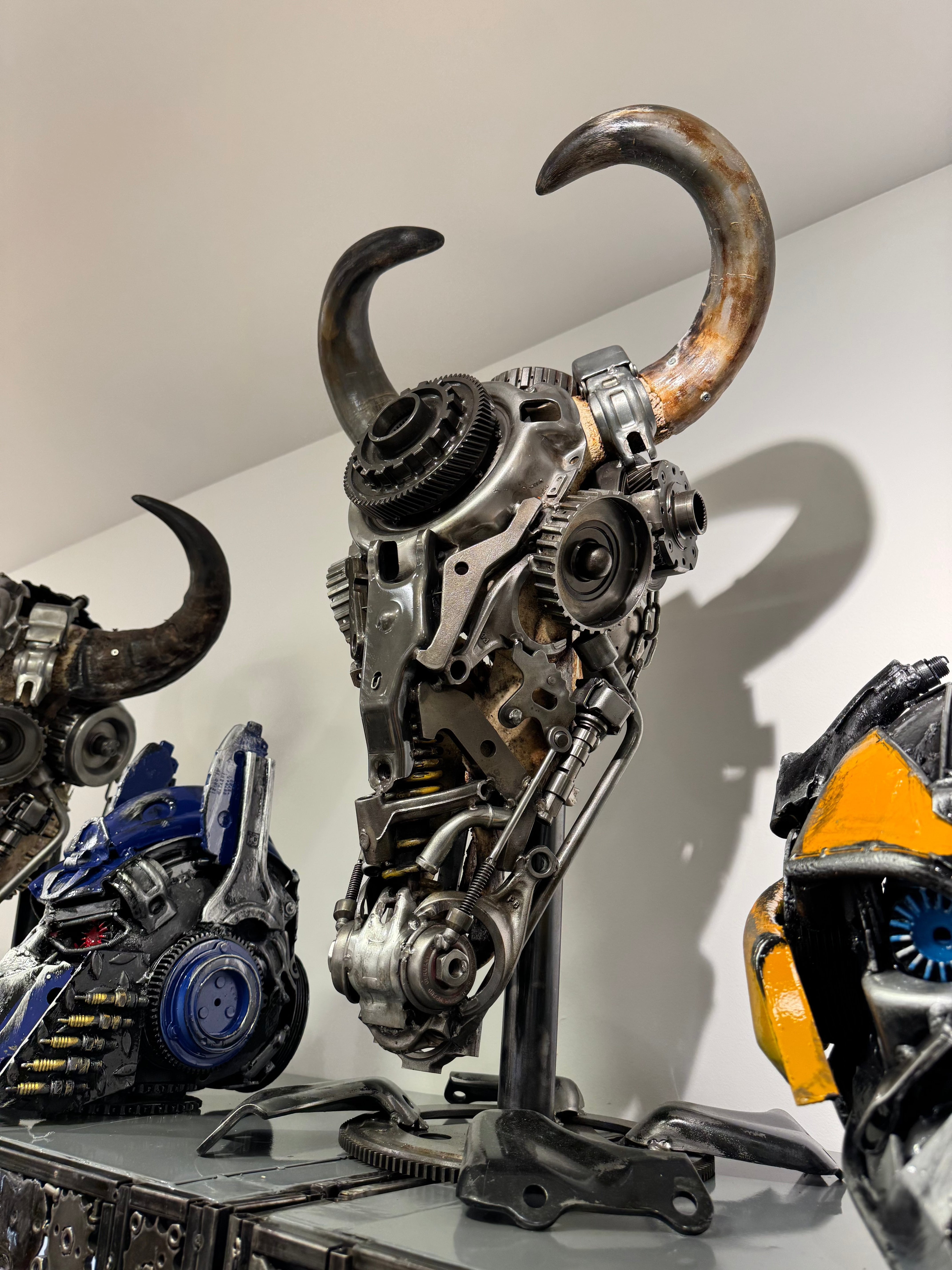 Kalifano Recycled Metal Art Bull Skull Recycled Metal Art Sculpture RMS-BSK-S211