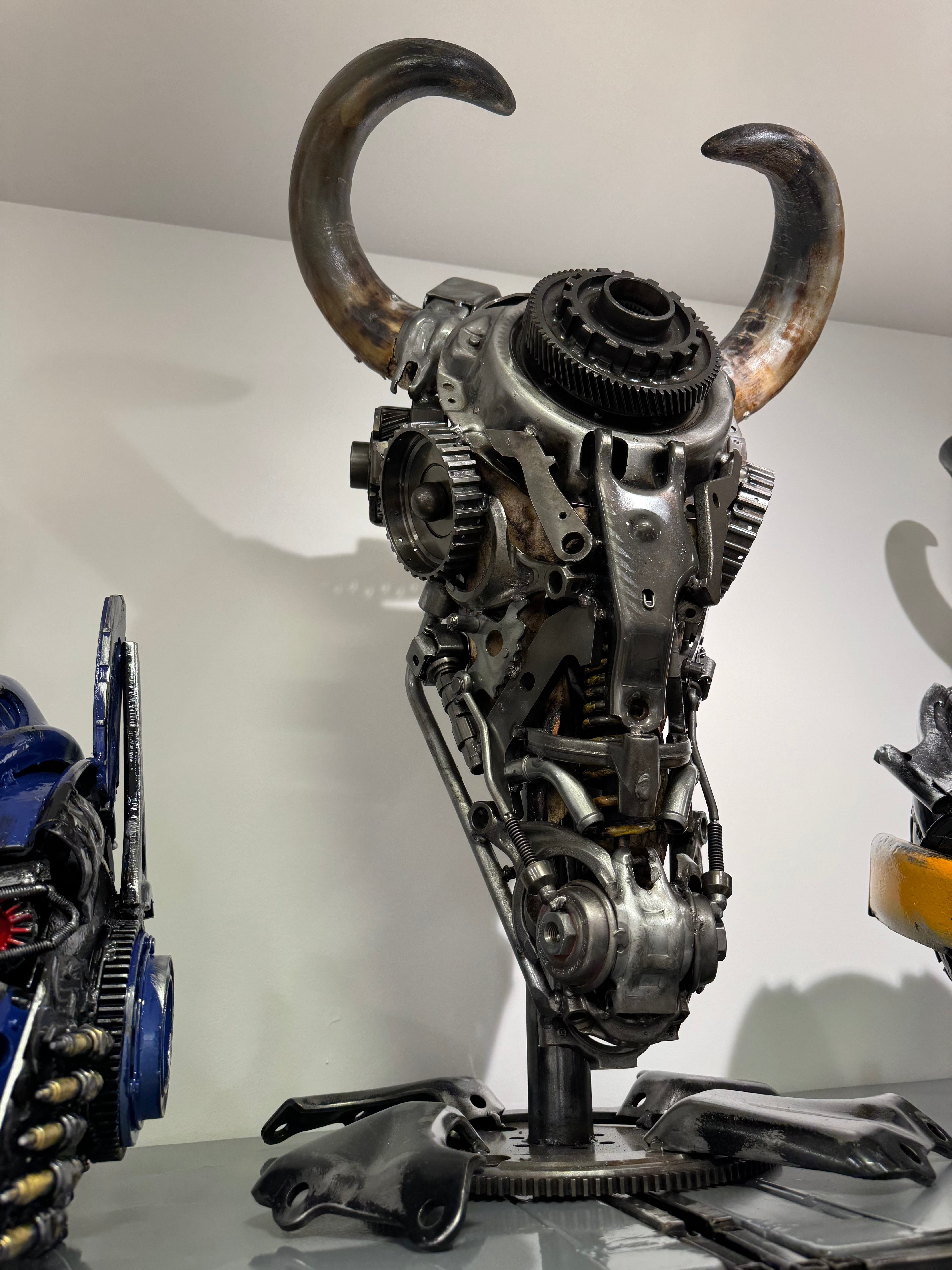 Kalifano Recycled Metal Art Bull Skull Recycled Metal Art Sculpture RMS-BSK-S211