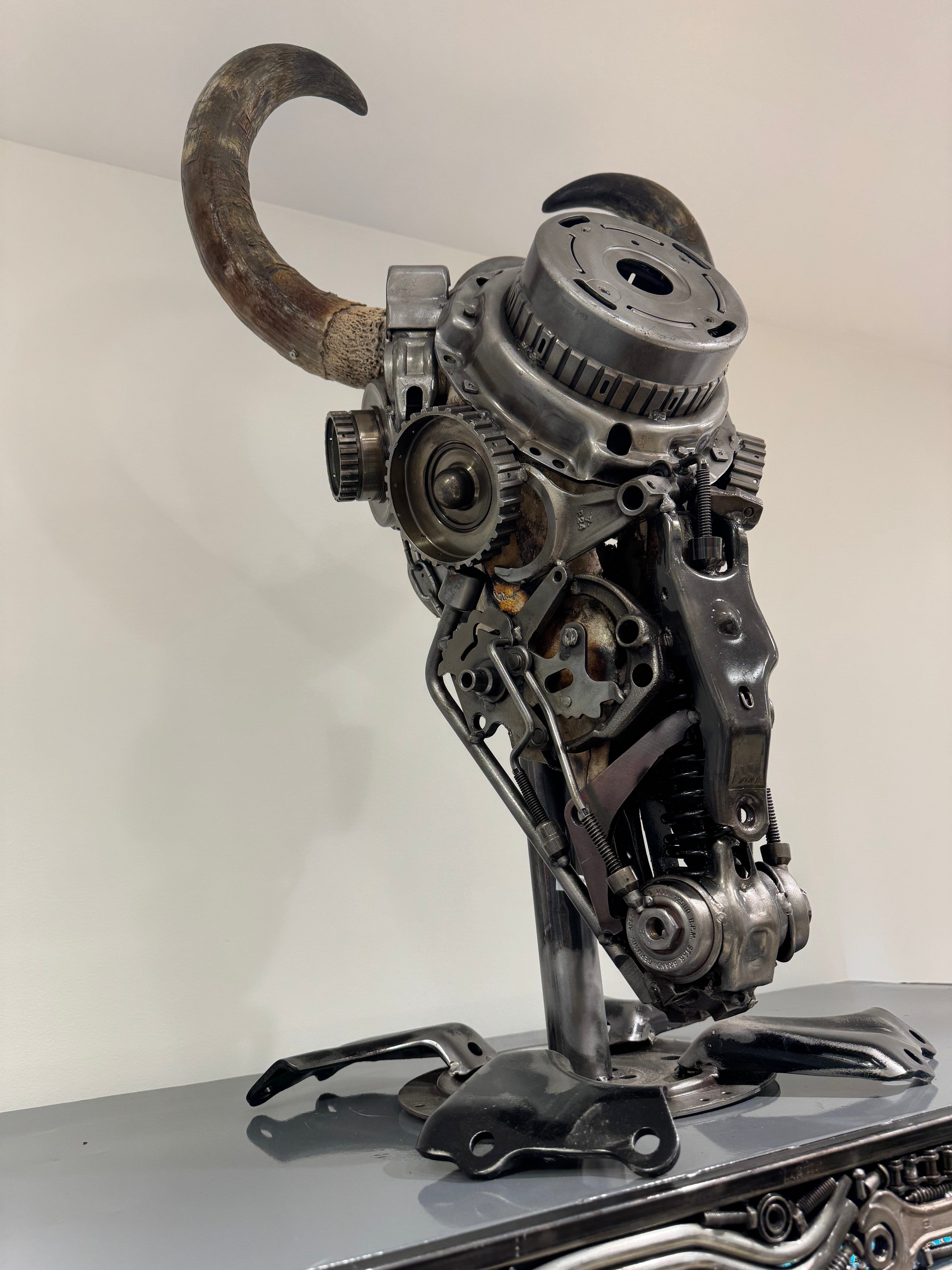 Kalifano Recycled Metal Art Bull Skull Recycled Metal Art Sculpture RMS-BSK-S214