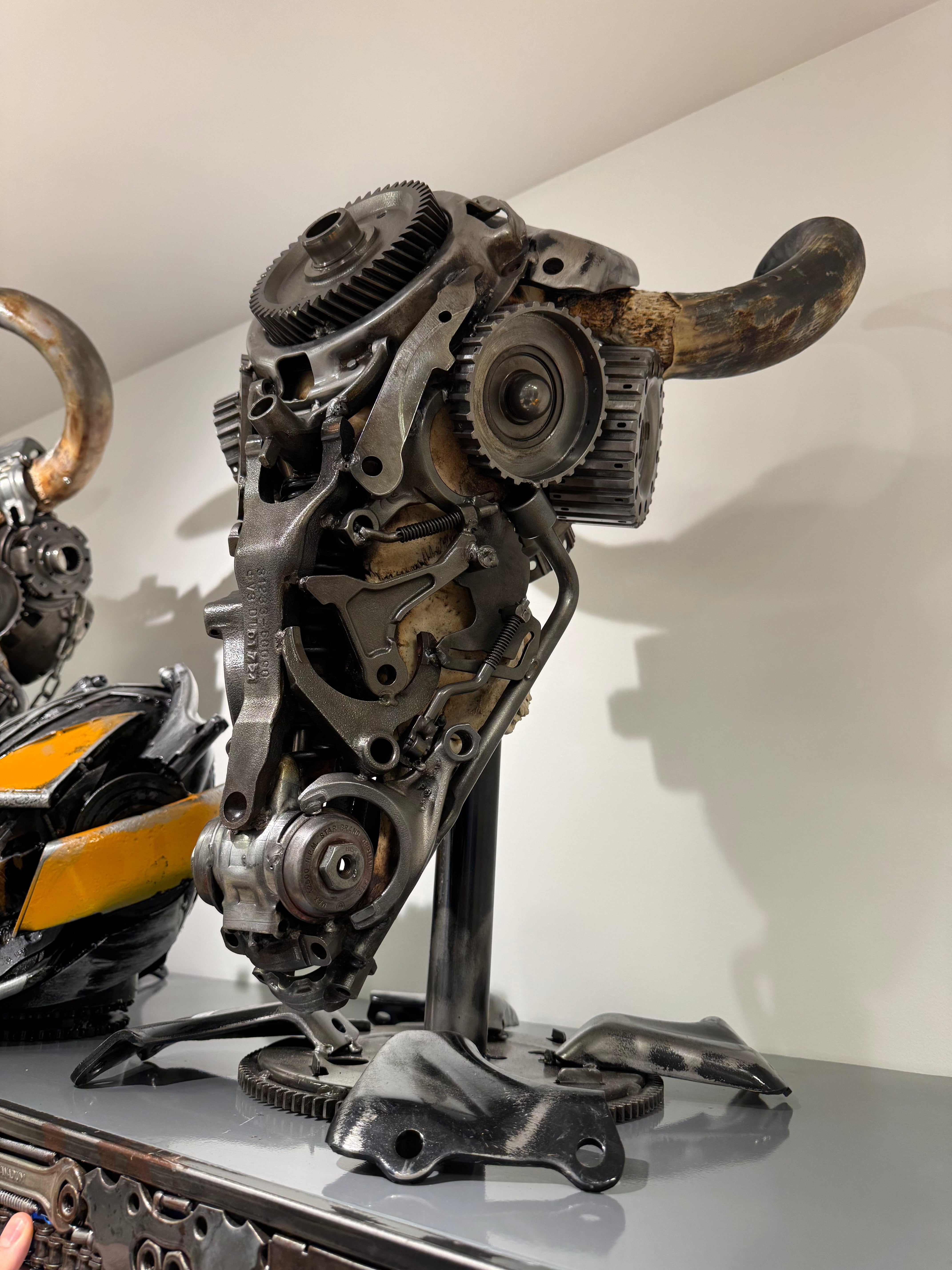 Kalifano Recycled Metal Art Bull Skull Recycled Metal Art Sculpture RMS-BSK-S216