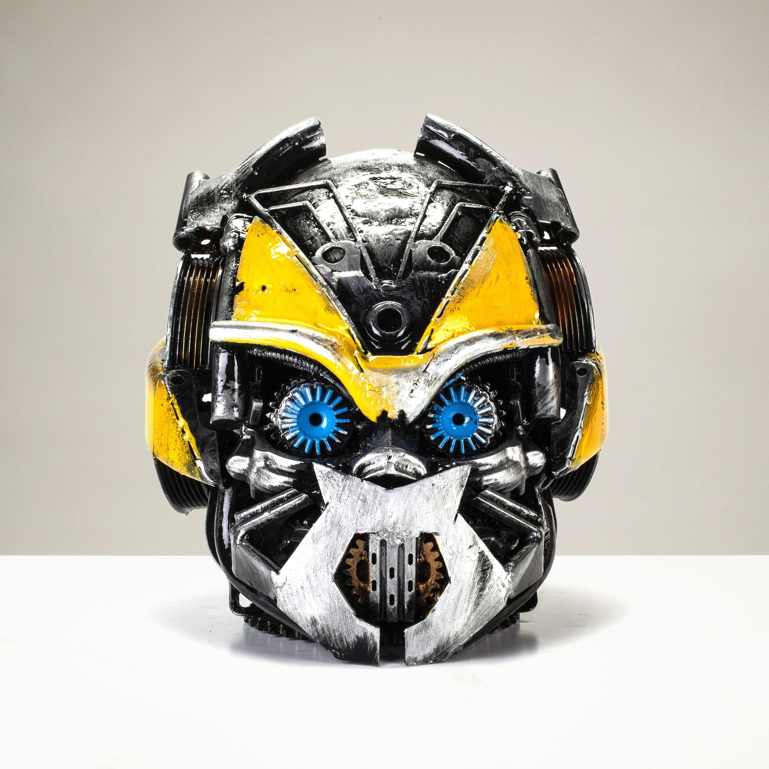Kalifano Recycled Metal Art BumbleBee Head Inspired Recycled Metal Art Sculpture RMS-HEAD-BB