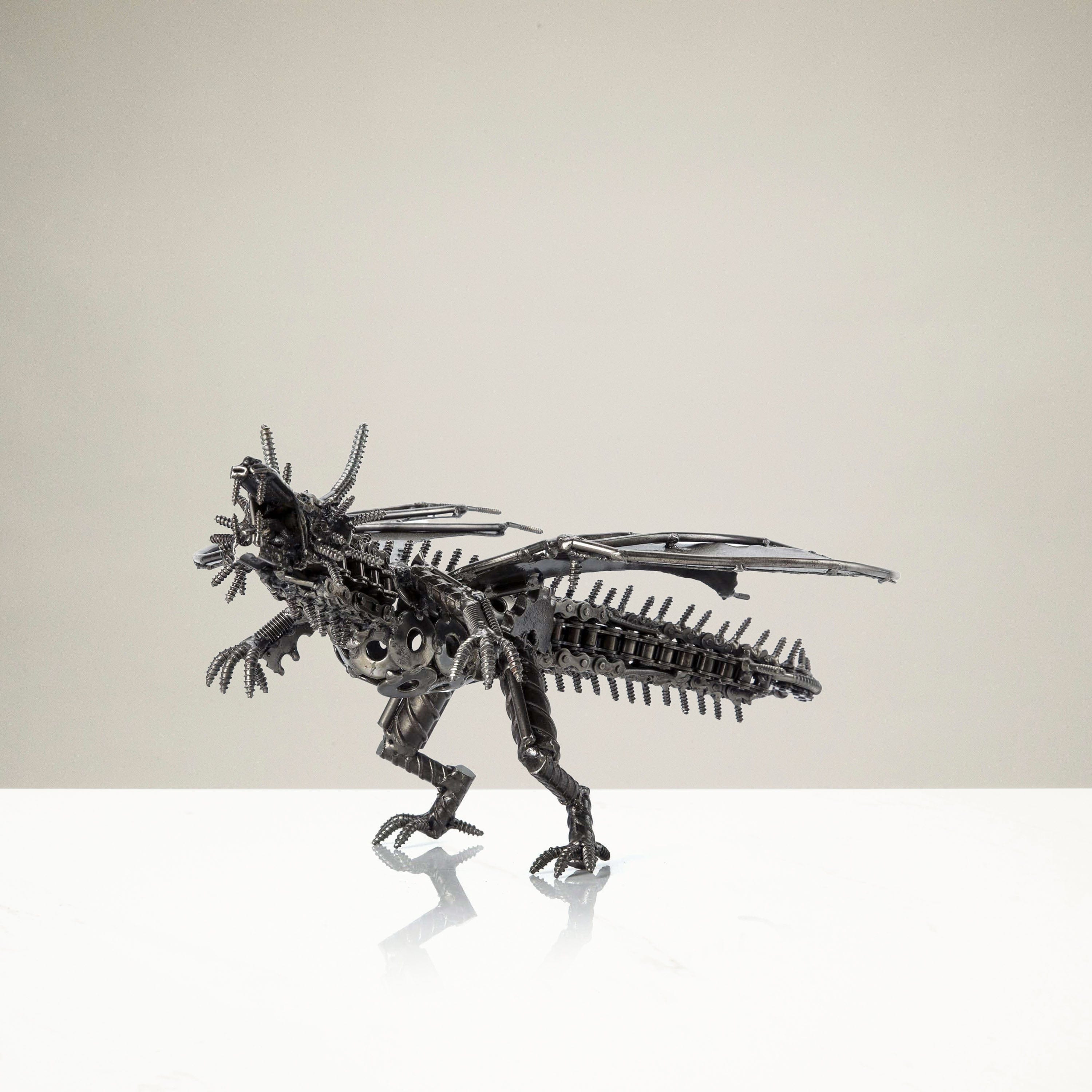 Kalifano Recycled Metal Art Dragon Original Recycled Metal Sculpture RMS-1800DGW-N
