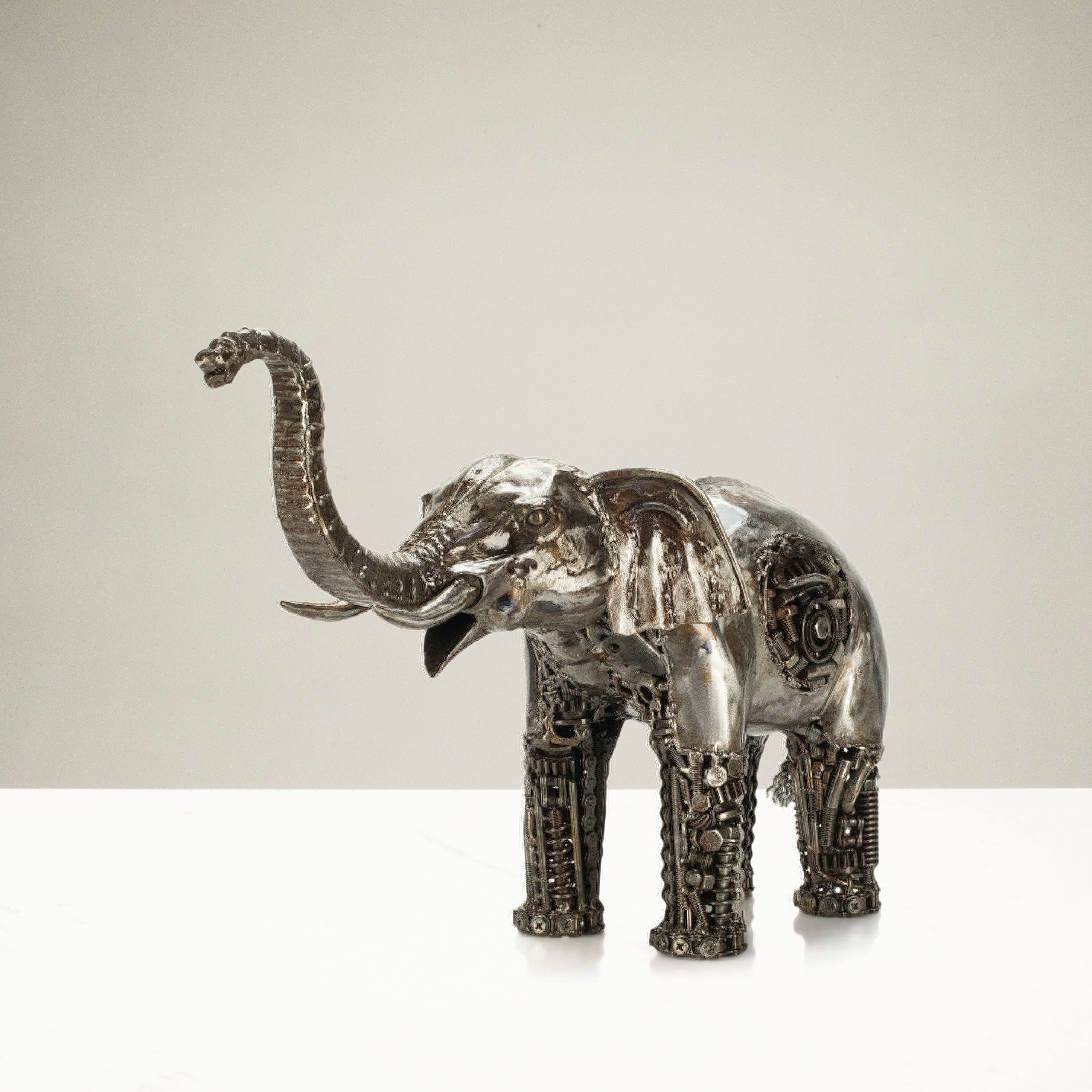 KALIFANO Recycled Metal Art Elephant Inspired Recycled Metal Art Sculpture RMS-4300ELE-PK