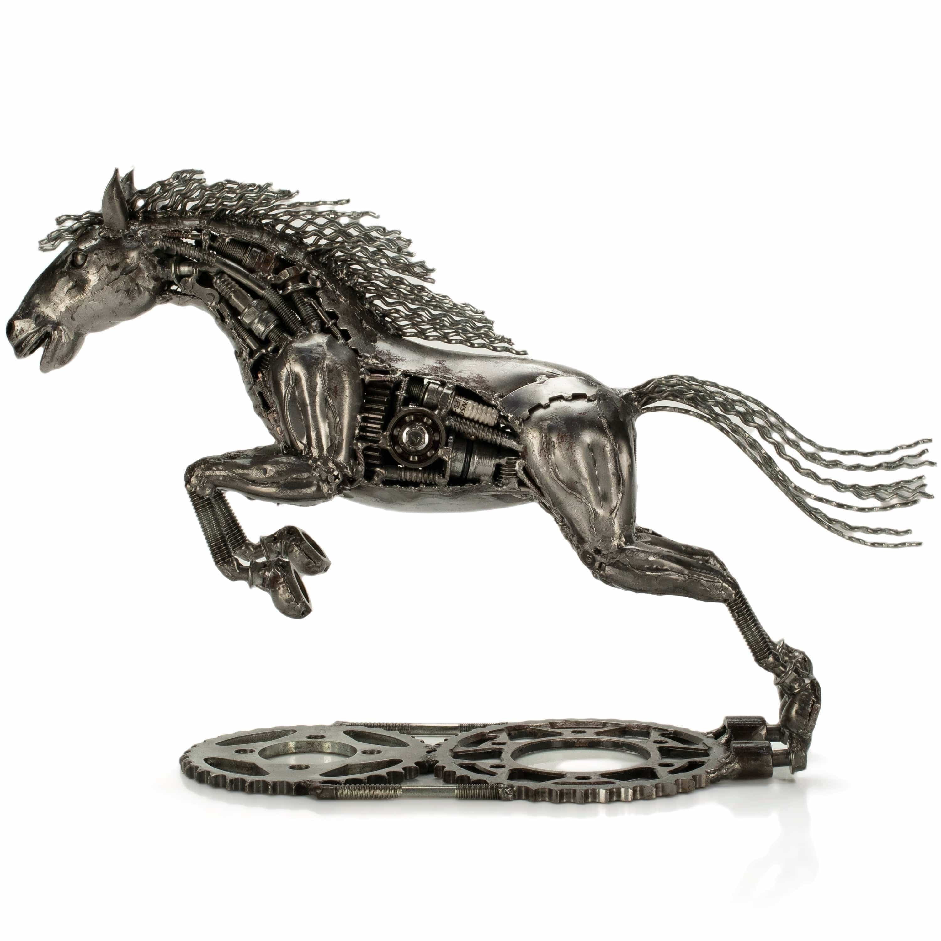 KALIFANO Recycled Metal Art Galloping Horse Inspired Recycled Metal Art Sculpture RMS-3000HS-PK