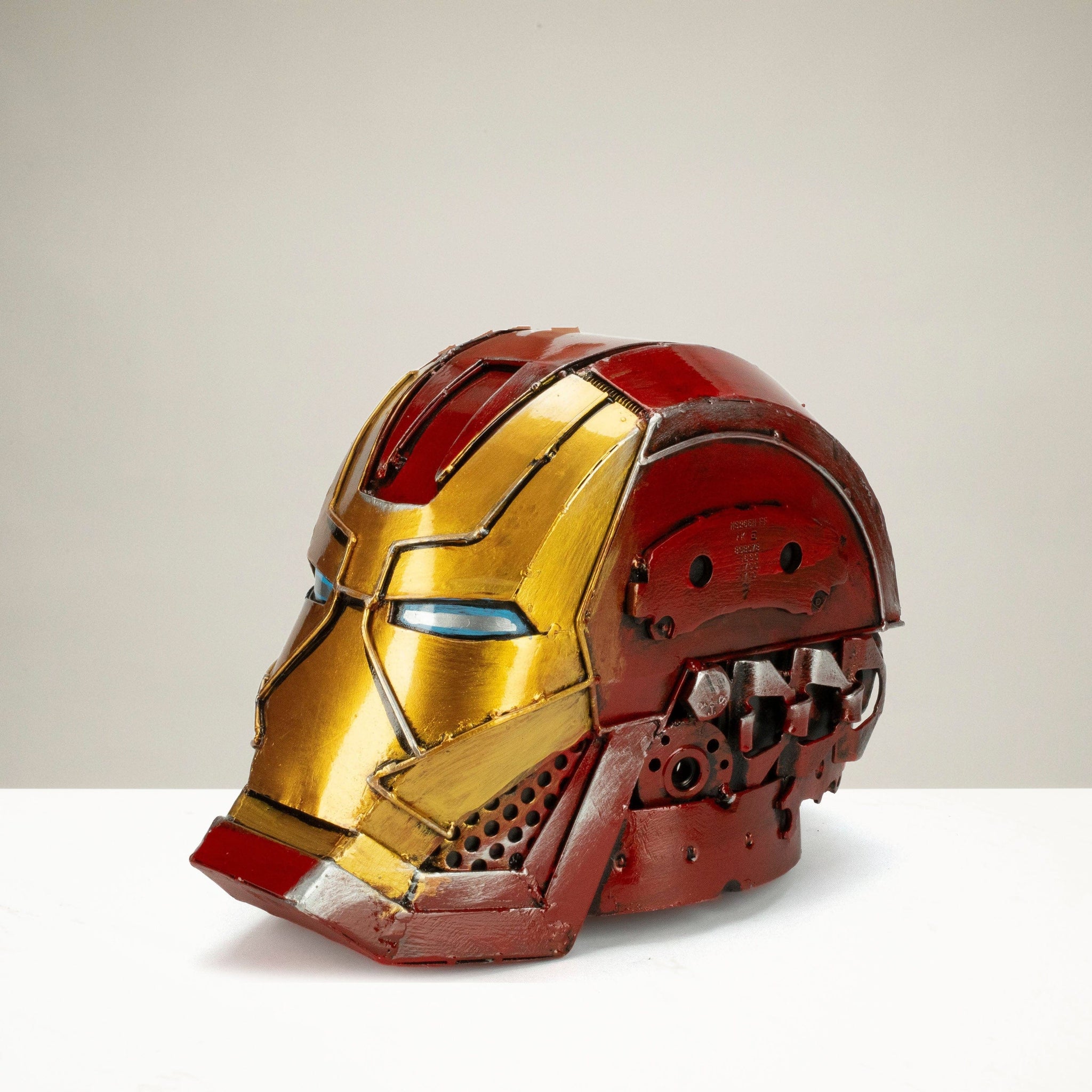 all metal iron man helmet Ironman Head Inspired Recycled Metal Art Sculpture