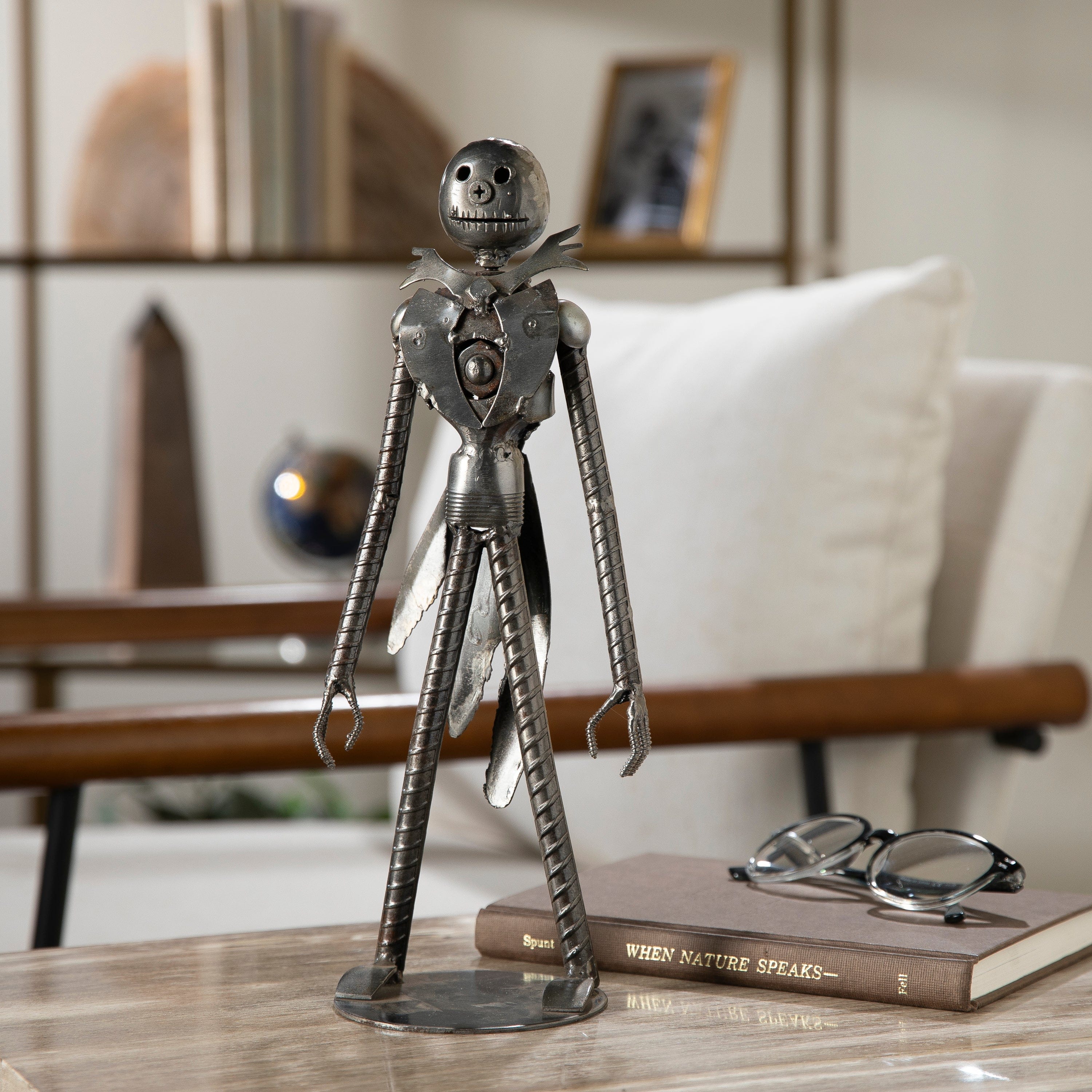 Kalifano Recycled Metal Art Jack Skelington Inspired Recycled Metal Sculpture RMS-400JSK-N