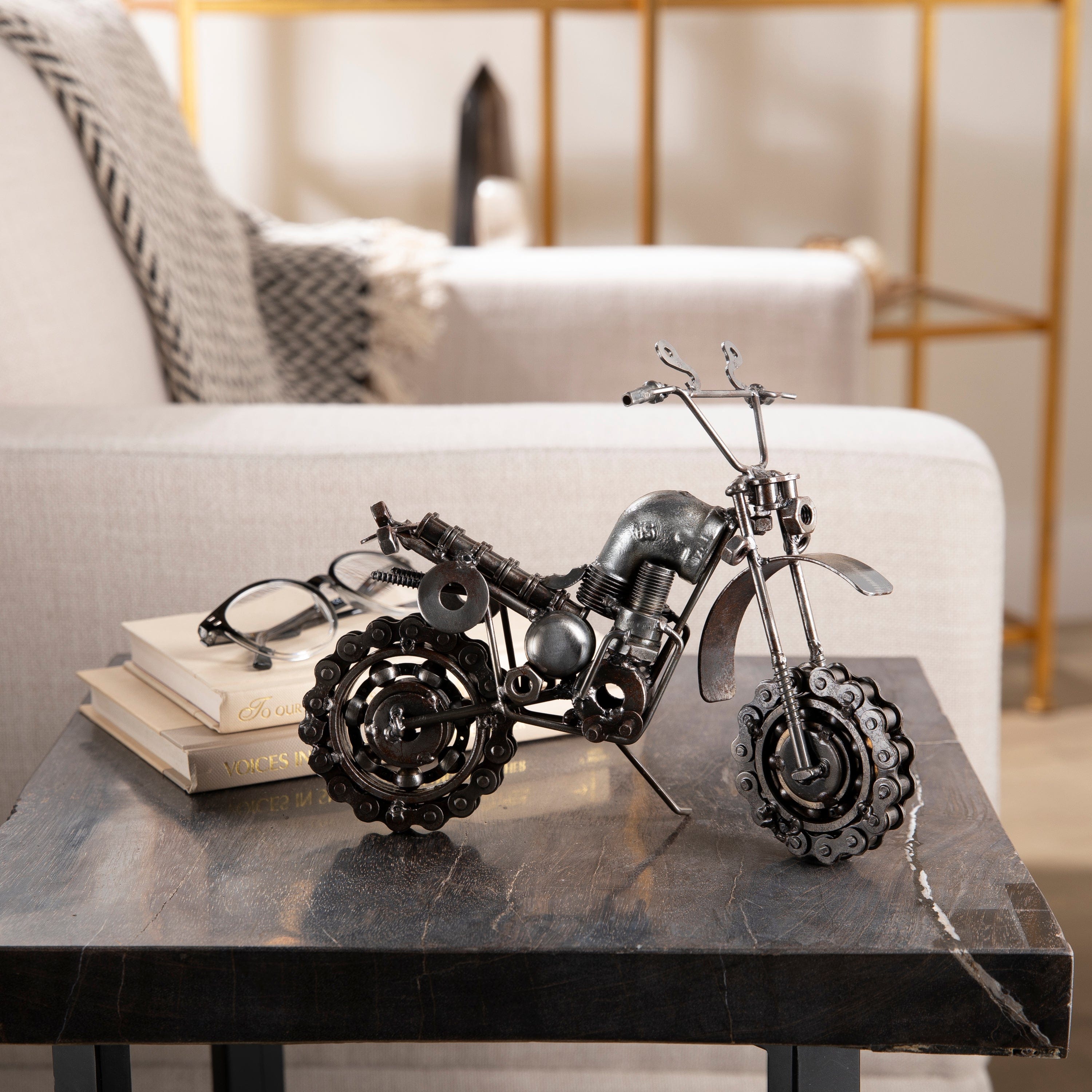 Kalifano Recycled Metal Art Motocross Inspired Recycled Metal Sculpture RMS-550MC-N