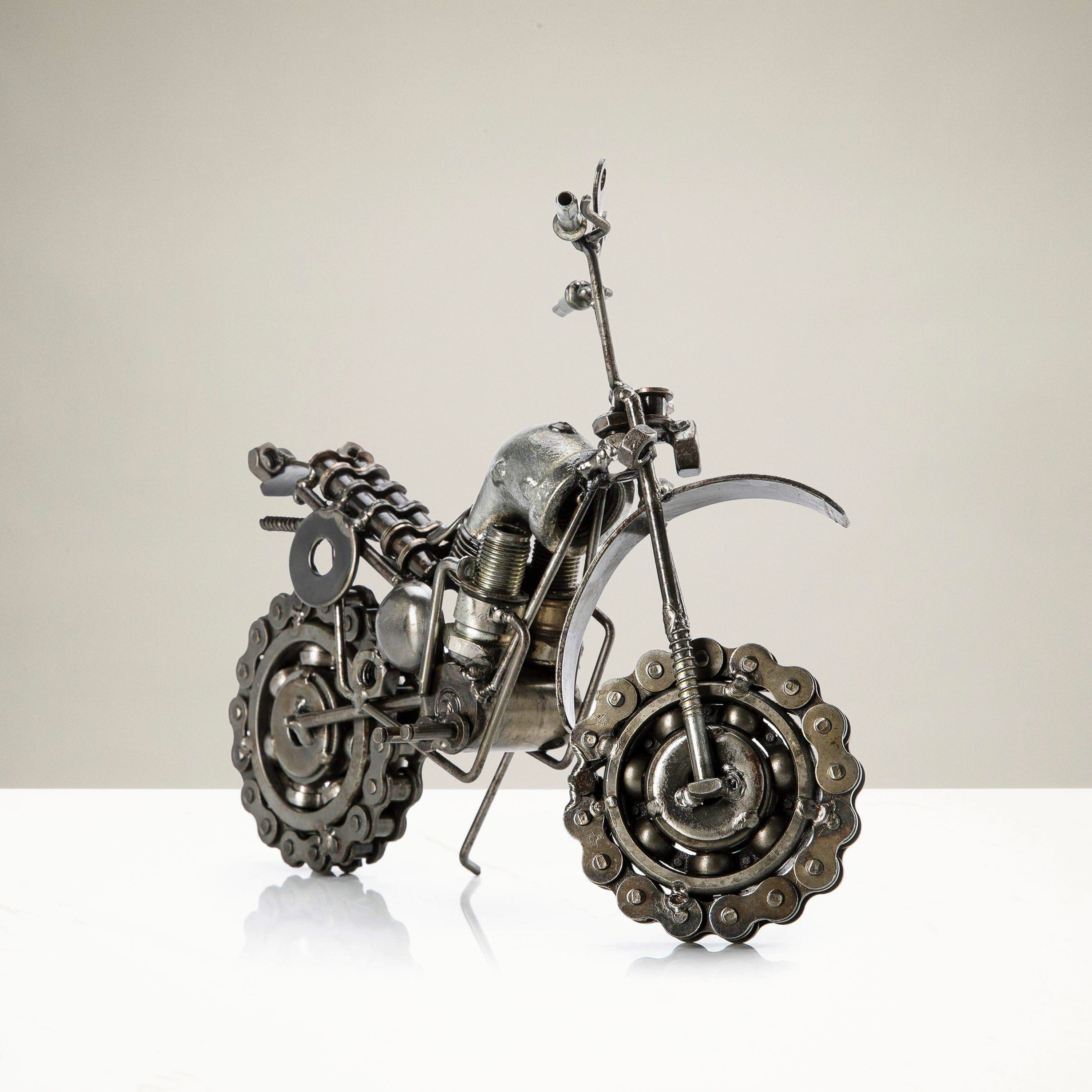 Kalifano Recycled Metal Art Motocross Inspired Recycled Metal Sculpture RMS-550MC-N