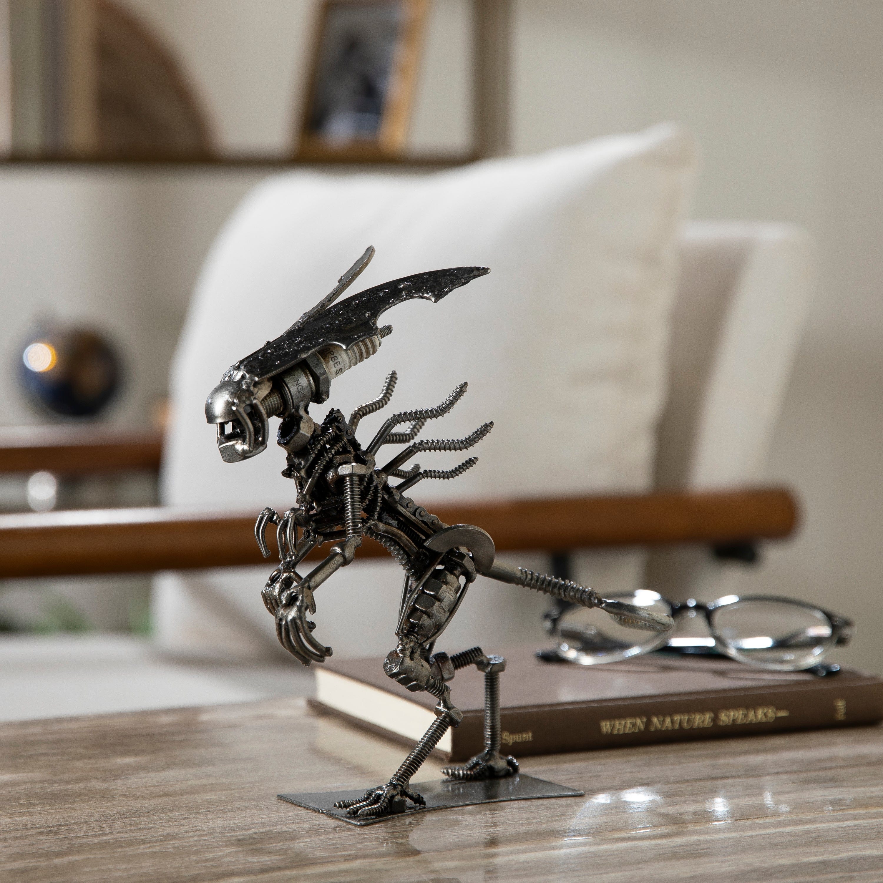 Kalifano Recycled Metal Art Queen Alien Inspired Recycled Metal Sculpture RMS-300QA-N
