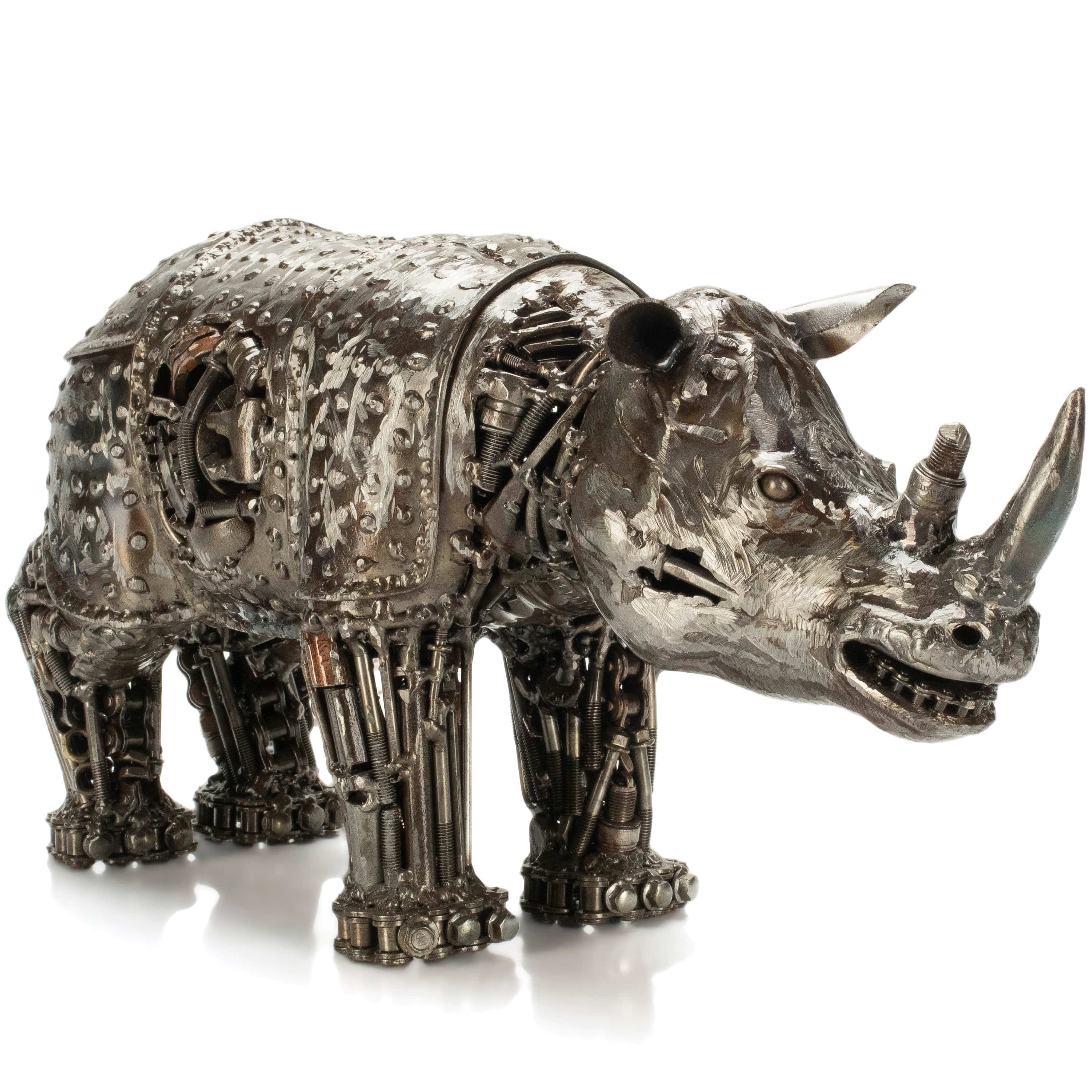 KALIFANO Recycled Metal Art Rhino Inspired Recycled Metal Art Sculpture RMS-3000RH-PK