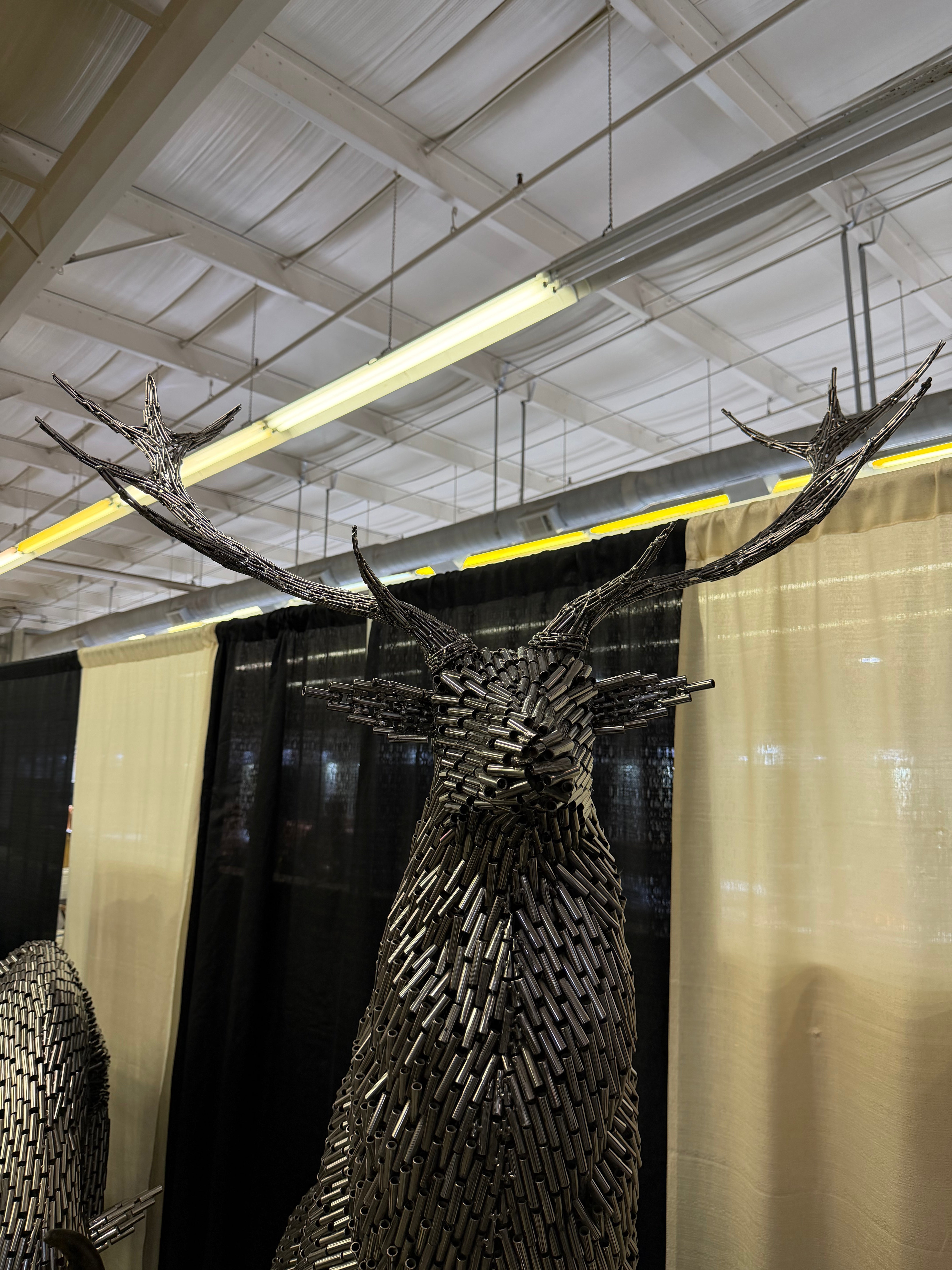Kalifano Recycled Metal Art Stag / Elk / Deer / Buck Stainless Steel Pipe Sculpture with Base SSS-S260