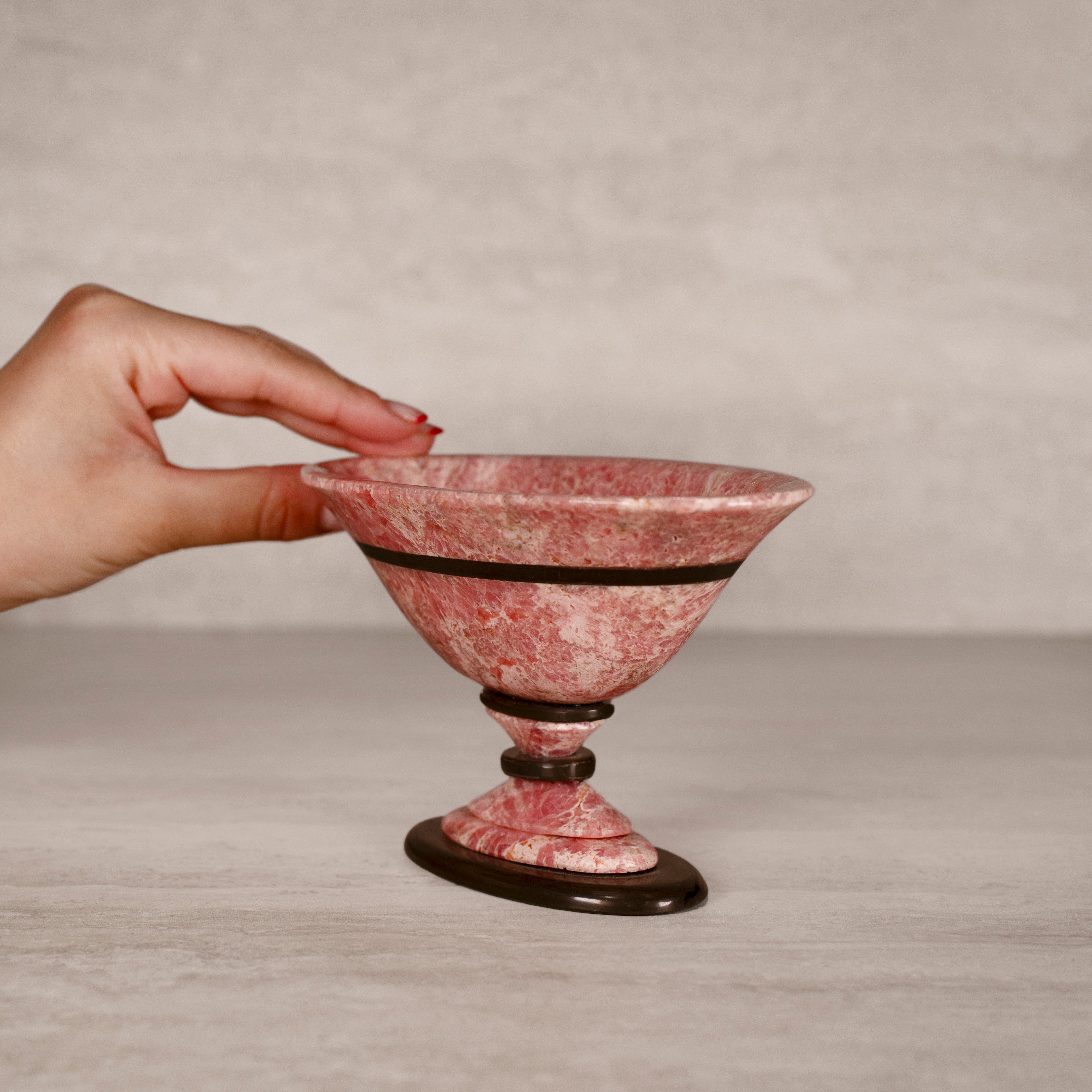 Kalifano Rhodochrosite Rhodochrosite Bowl Carving from Argentina - 6.25"/ 410 g RC7200.002