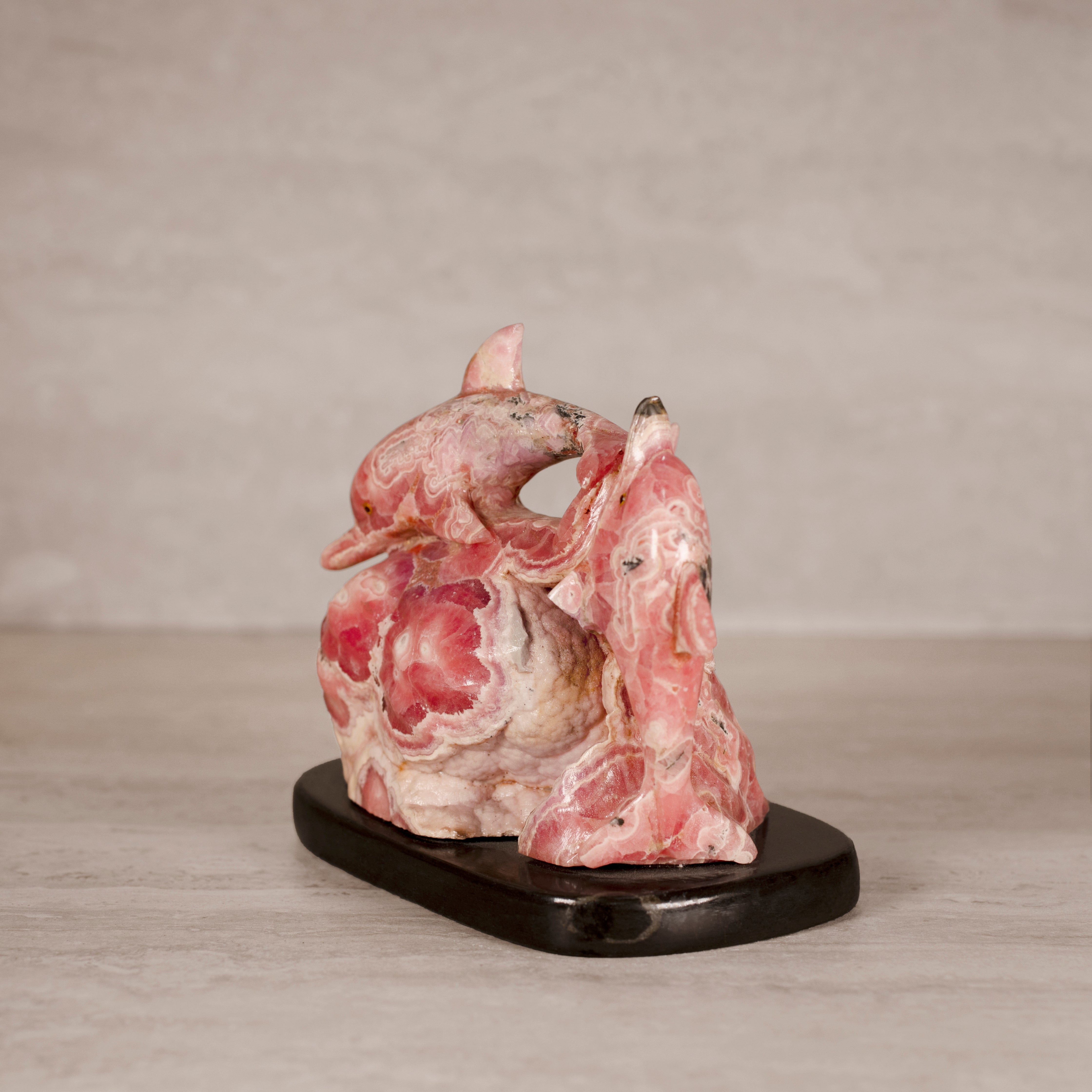 Kalifano Rhodochrosite Rhodochrosite Dolphin Pod Carving from Argentina - 6.75" / 2,045 g RC10800.001