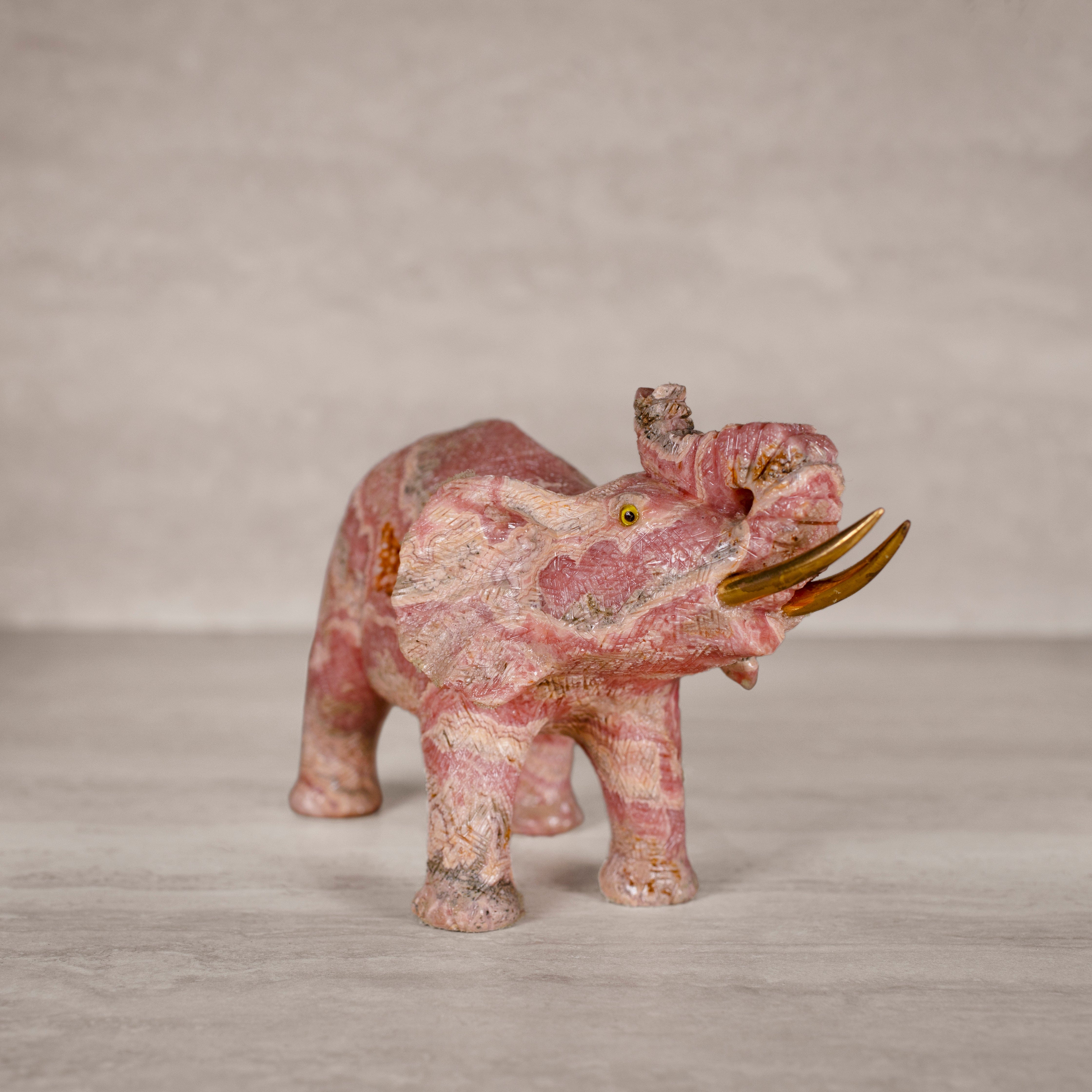 Kalifano Rhodochrosite Rhodochrosite Elephant Carving from Argentina - 8.75" / 1,545 g RC14400.001